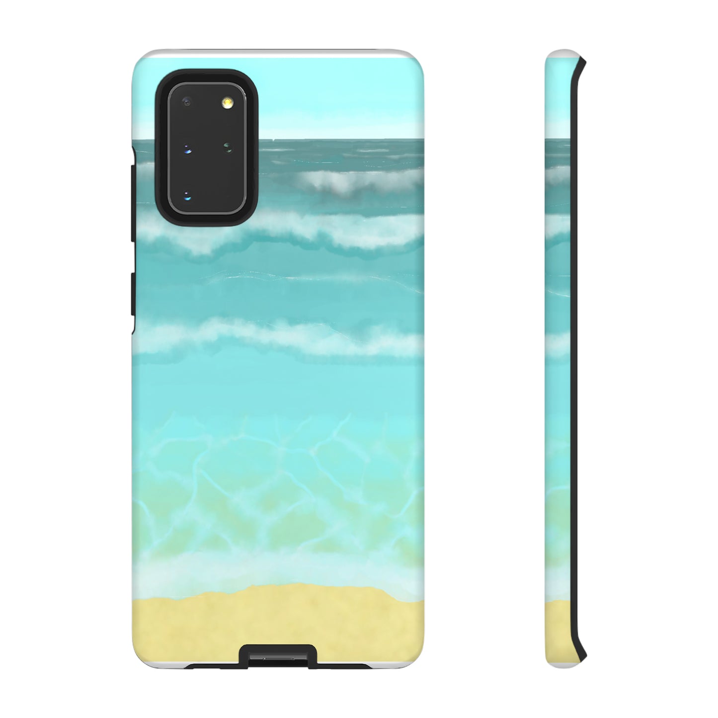 Shoreline Watercolor Ocean Beach Tough Phone Case, Summer Smartphone Cover