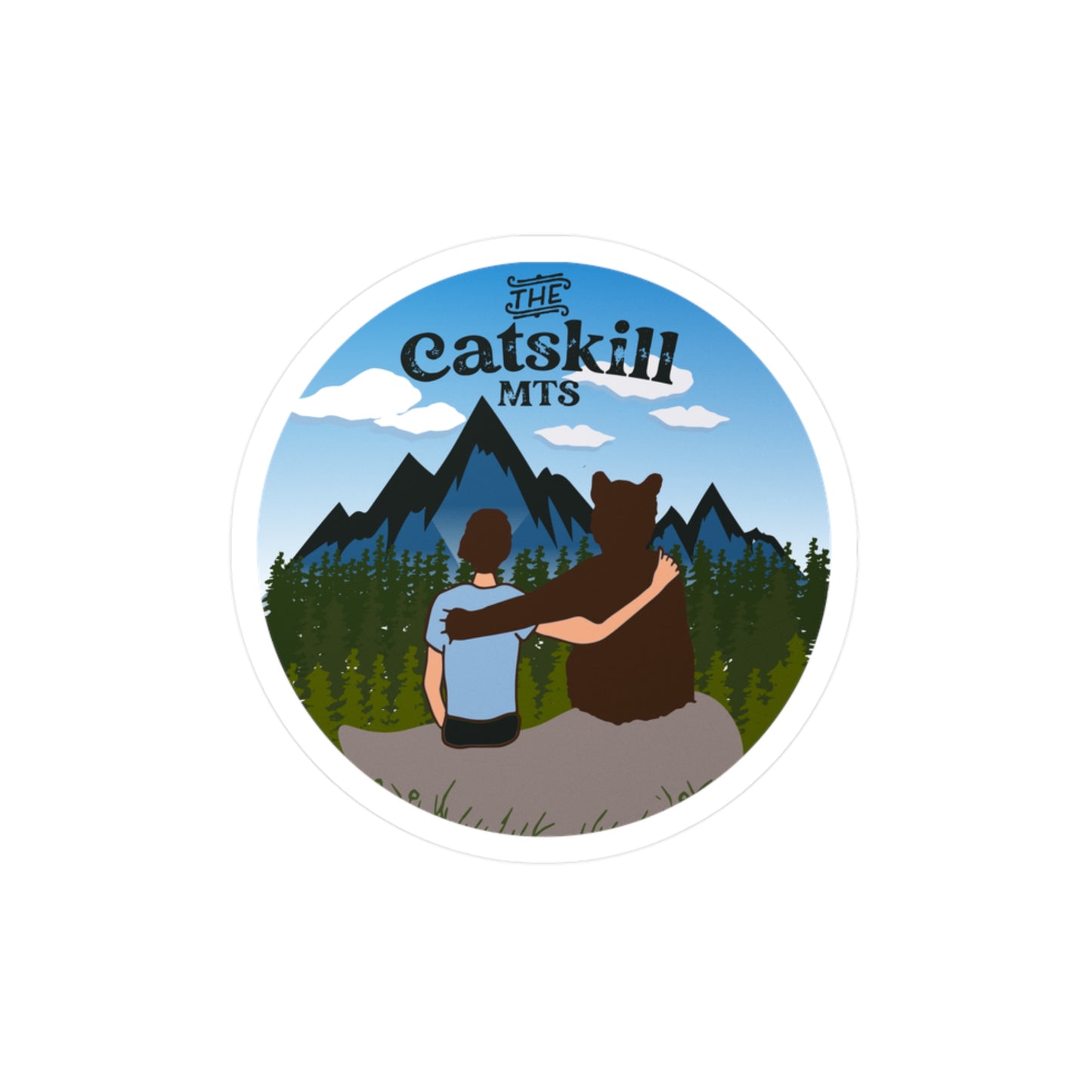 The Catskill Mountains Boy and Bear Circular Vinyl Decal