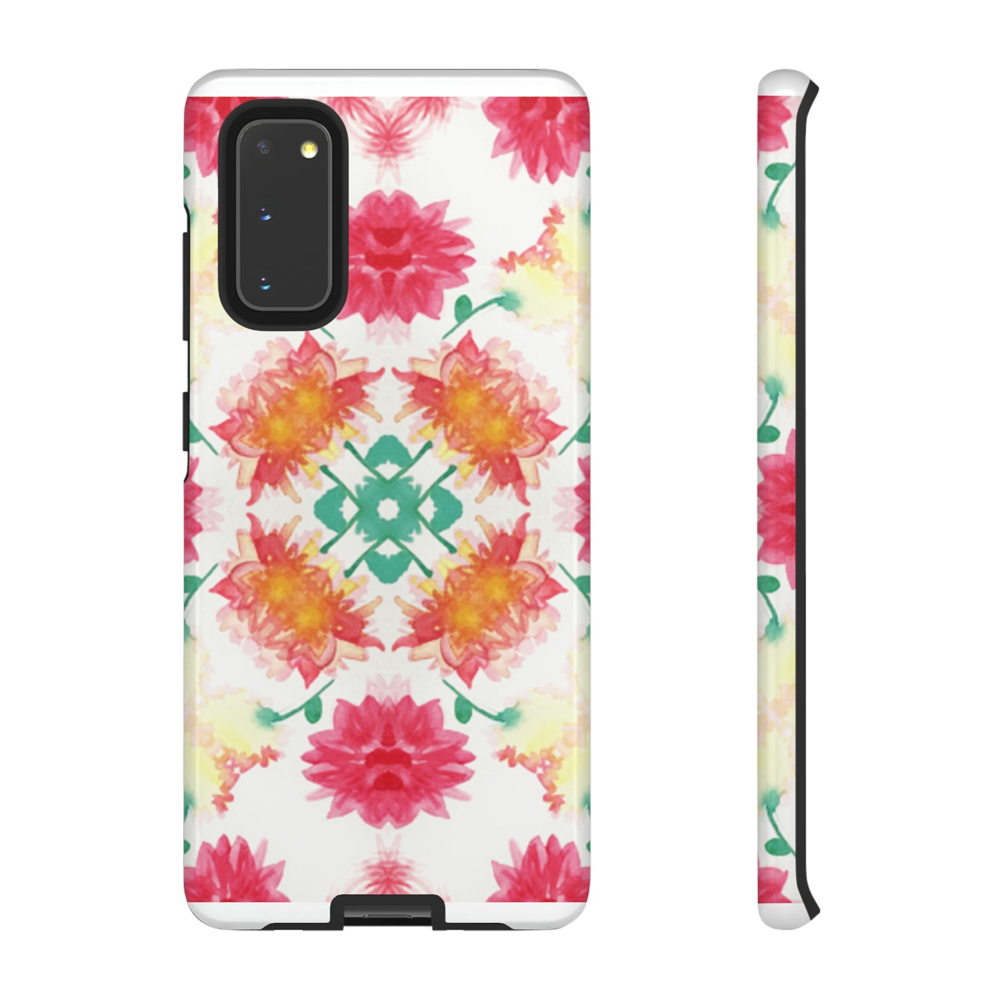 Sweet Magnolia Watercolor Tough Phone Case, Pink/Red Floral Smartphone Cover