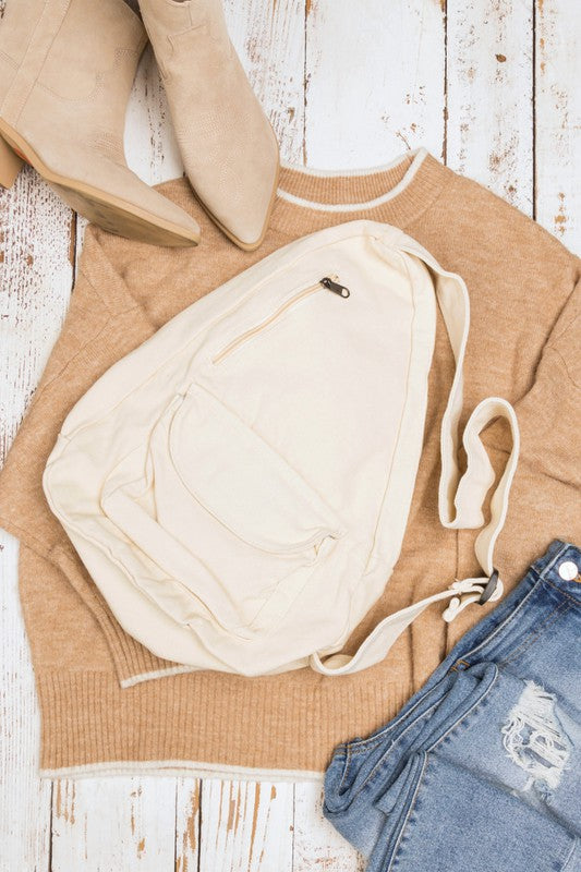 Oversized Canvas Crossbody Backpack or Shoulder Bag