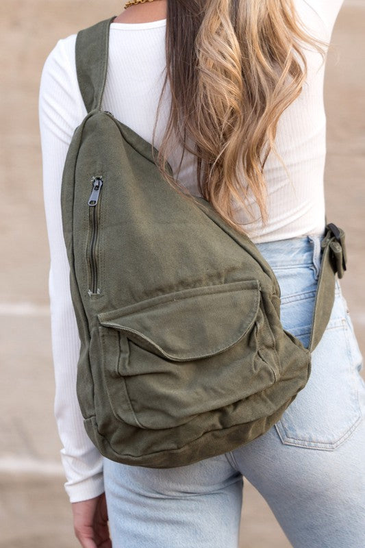 Oversized Canvas Crossbody Backpack or Shoulder Bag