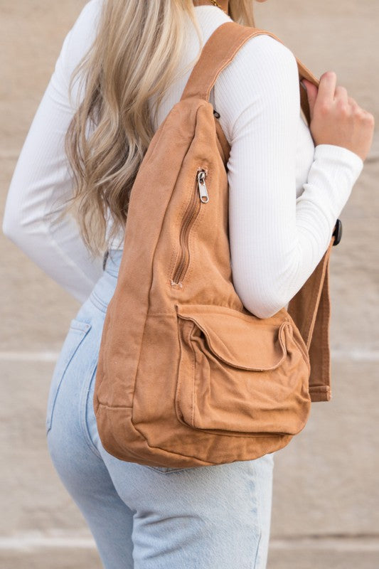 Oversized Canvas Crossbody Backpack or Shoulder Bag