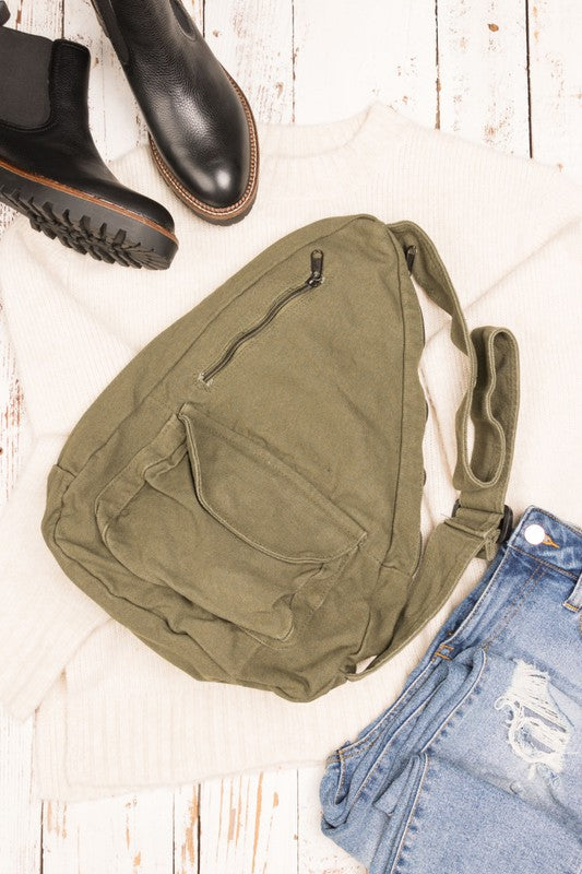 Oversized Canvas Crossbody Backpack or Shoulder Bag