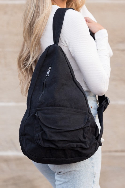 Oversized Canvas Crossbody Backpack or Shoulder Bag