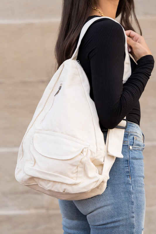 Oversized Canvas Crossbody Backpack or Shoulder Bag