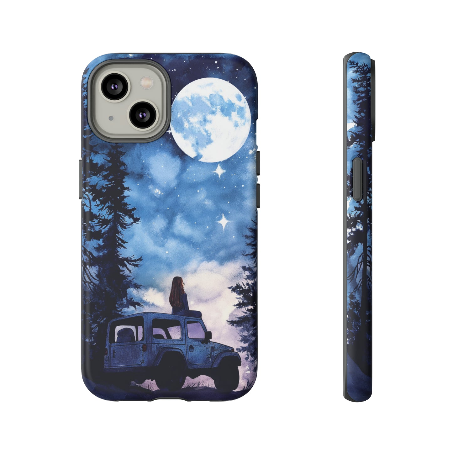 Forest Night Truck-Girl Traveler Watercolor Tough Phone Case