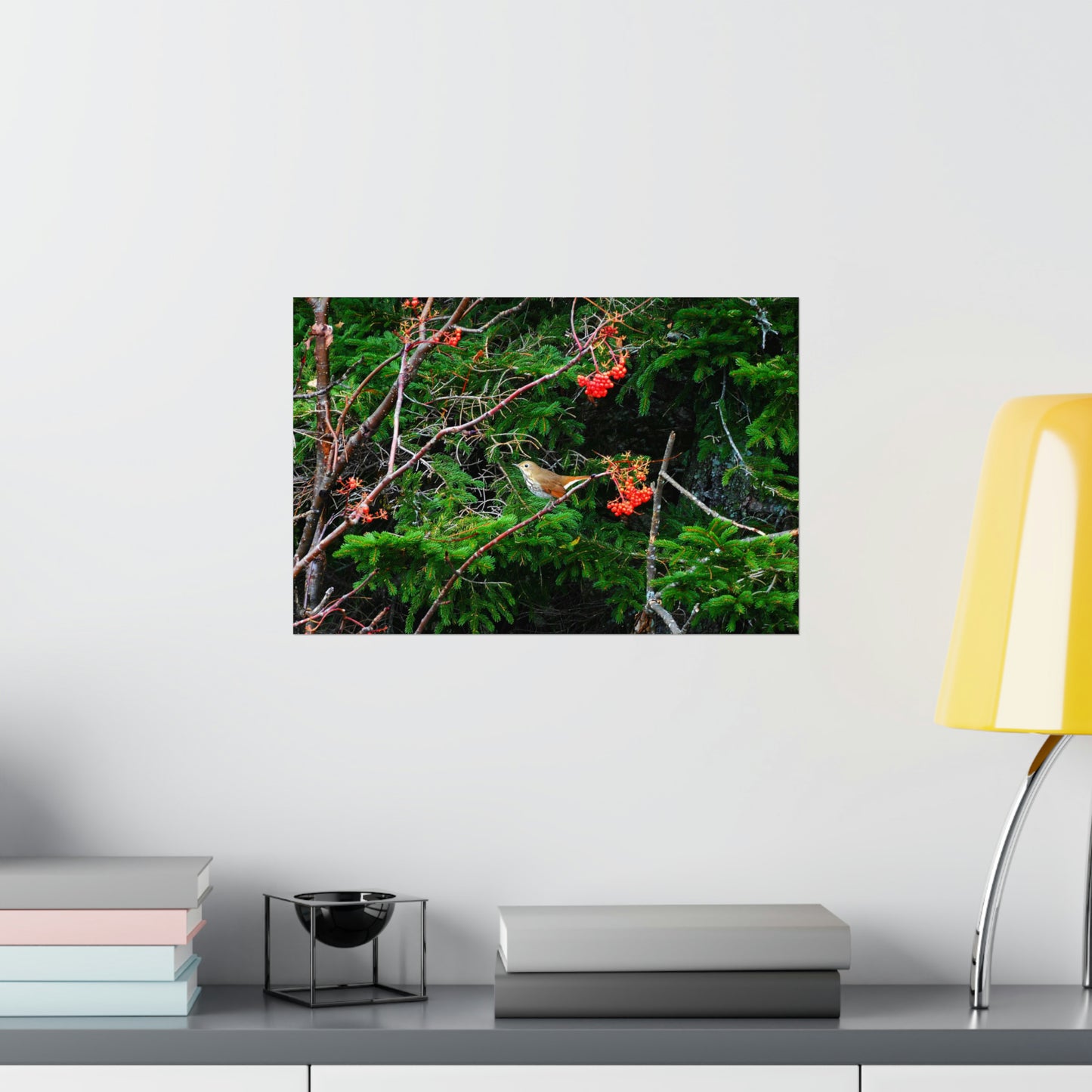 Vermont Forest Bird and Berries Matte Photo Poster