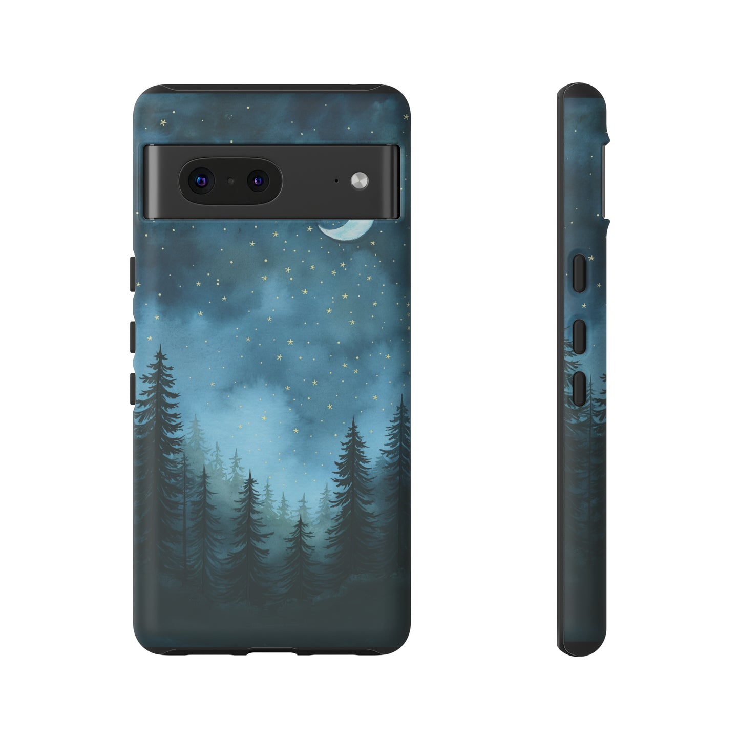 Forest Night Watercolor Tough Phone Case, Outdoors Smartphone Cover