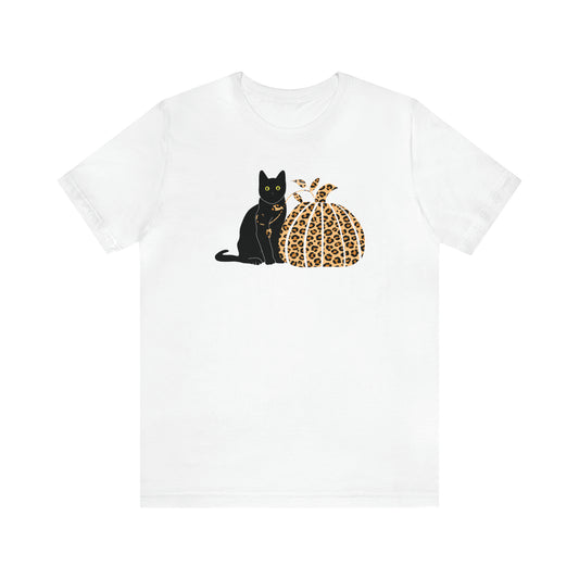 Leopard Pumpkin and Black Cat T-shirt