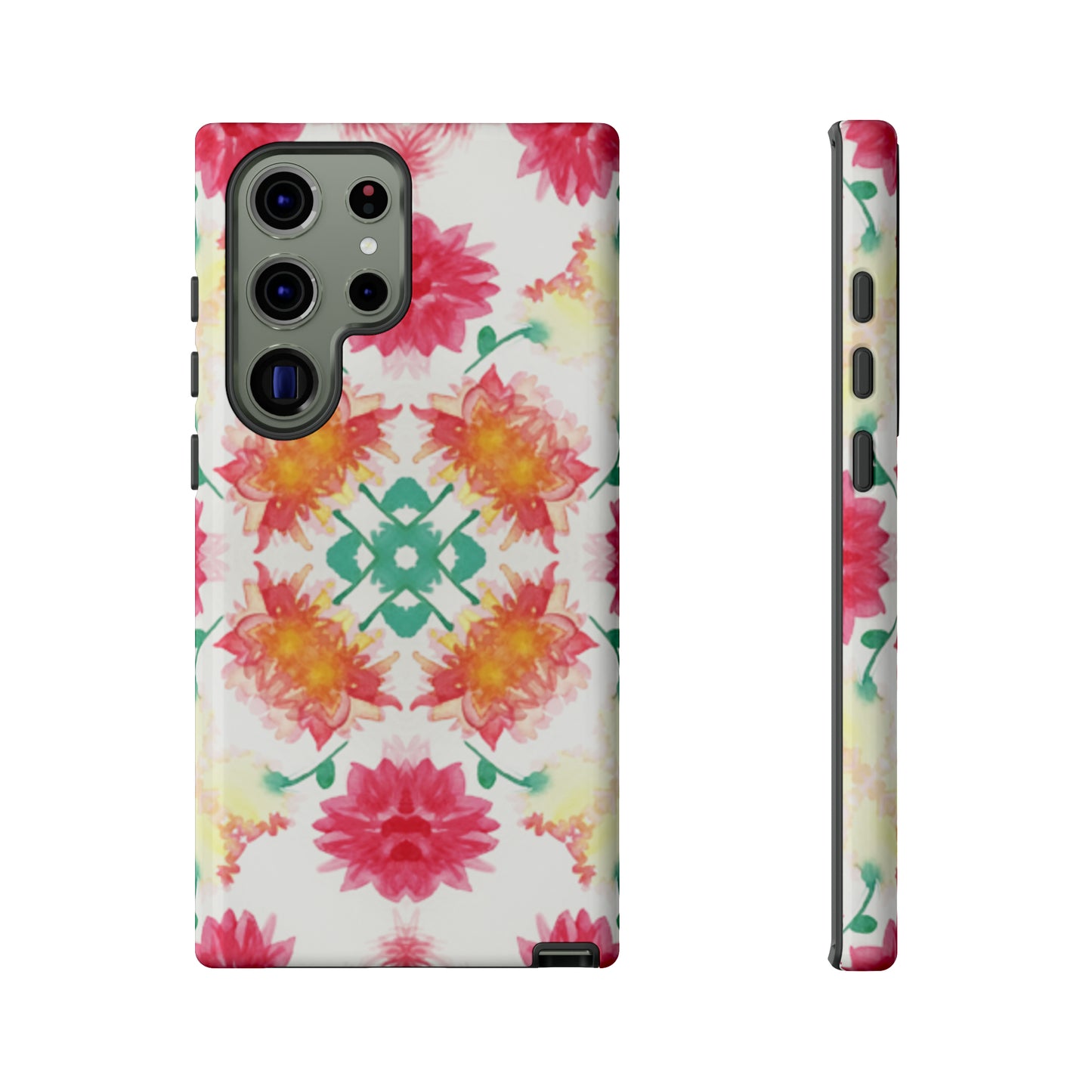 Sweet Magnolia Watercolor Tough Phone Case, Pink/Red Floral Smartphone Cover