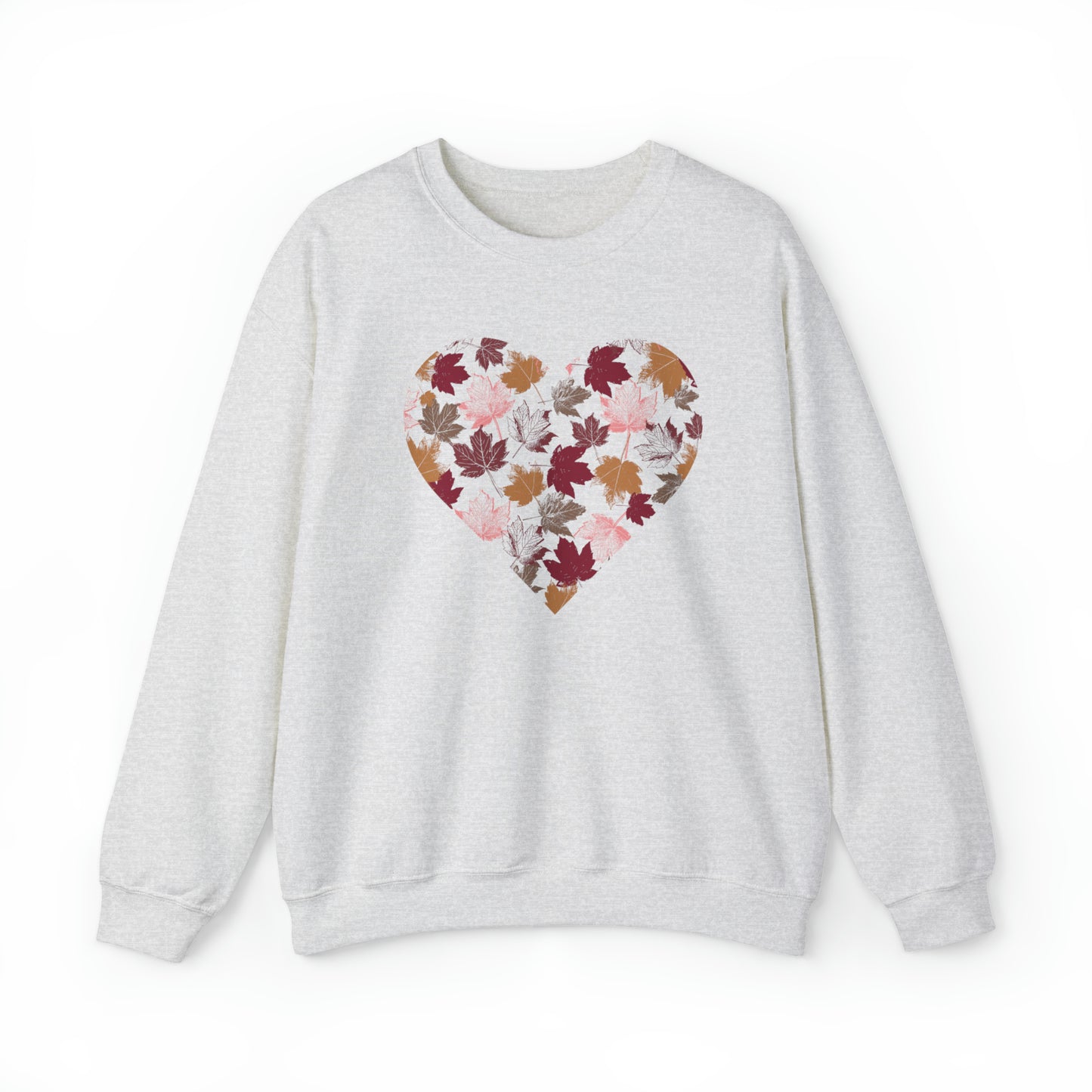 Fall Leaves Filled Heart Unisex Heavy Blend Crewneck Sweatshirt