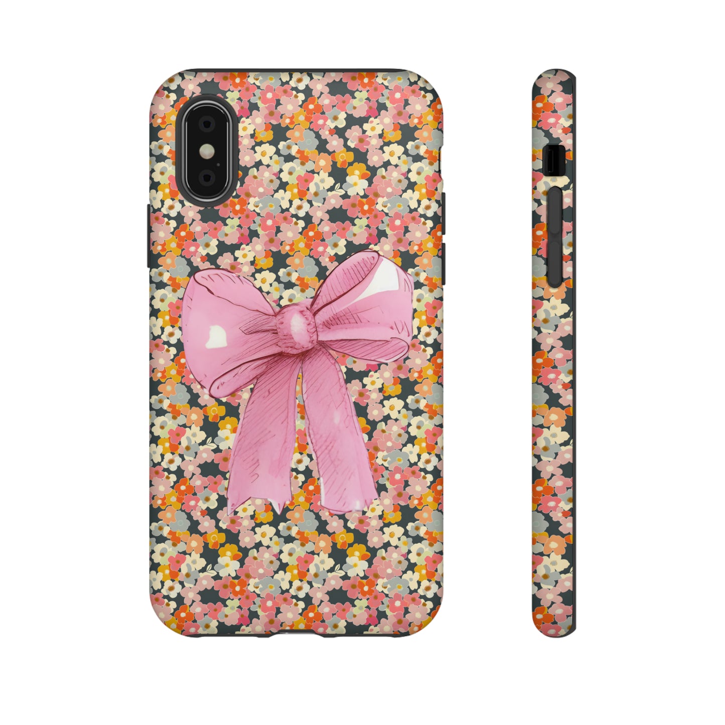 Pink Bow and Flower Pattern Collage Tough Phone Case