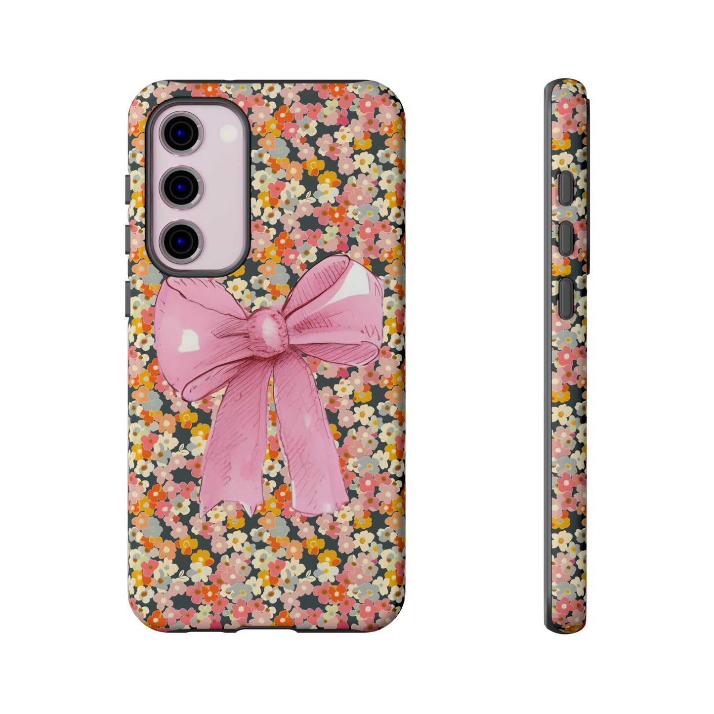 Pink Bow and Flower Pattern Collage Tough Phone Case