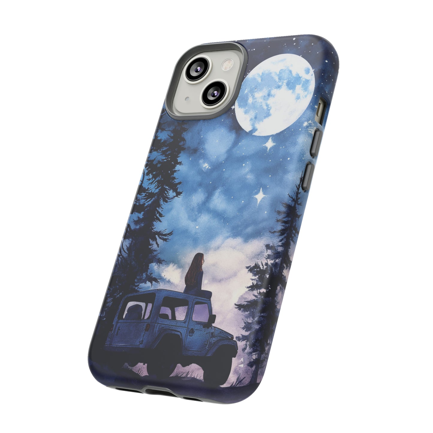 Forest Night Truck-Girl Traveler Watercolor Tough Phone Case