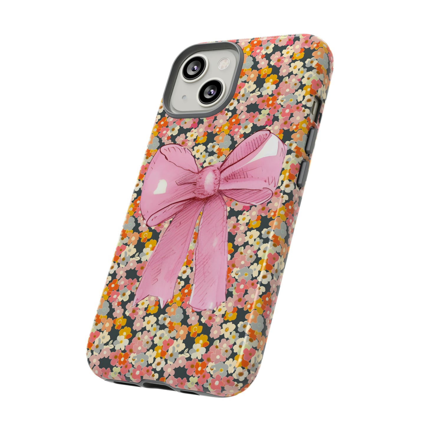 Pink Bow and Flower Pattern Collage Tough Phone Case