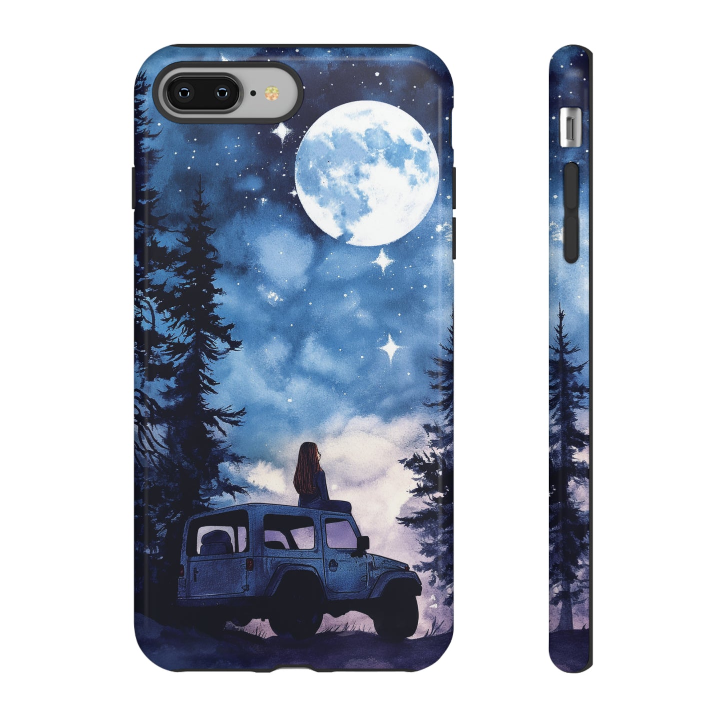 Forest Night Truck-Girl Traveler Watercolor Tough Phone Case