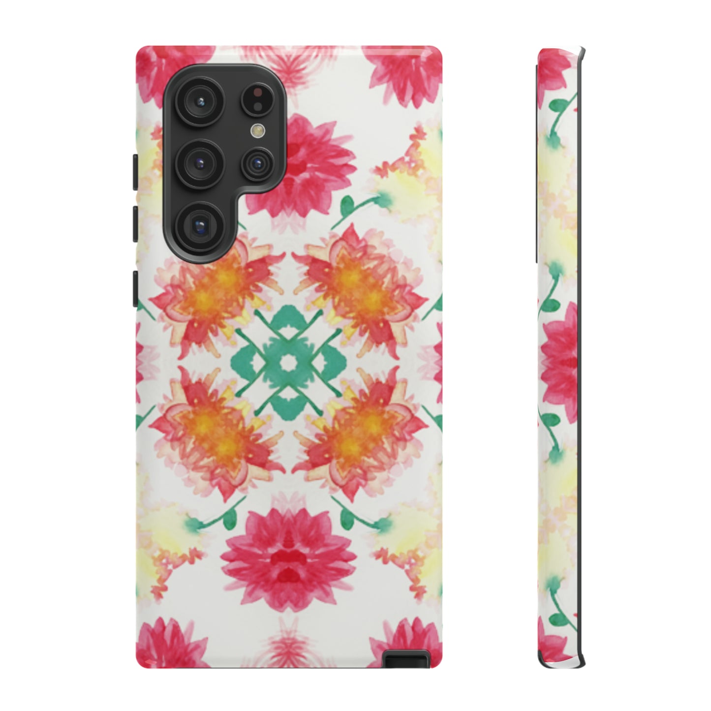 Sweet Magnolia Watercolor Tough Phone Case, Pink/Red Floral Smartphone Cover