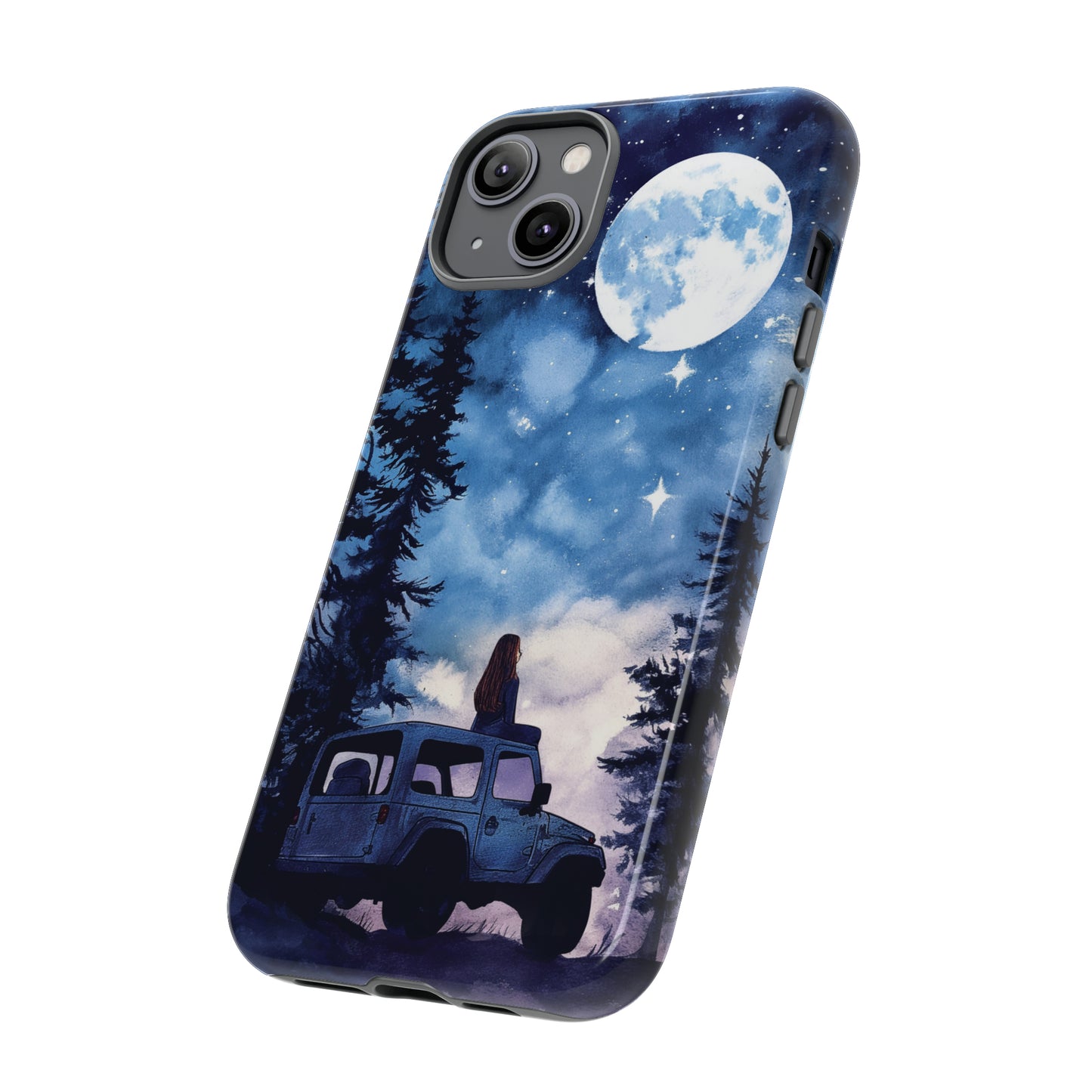 Forest Night Truck-Girl Traveler Watercolor Tough Phone Case