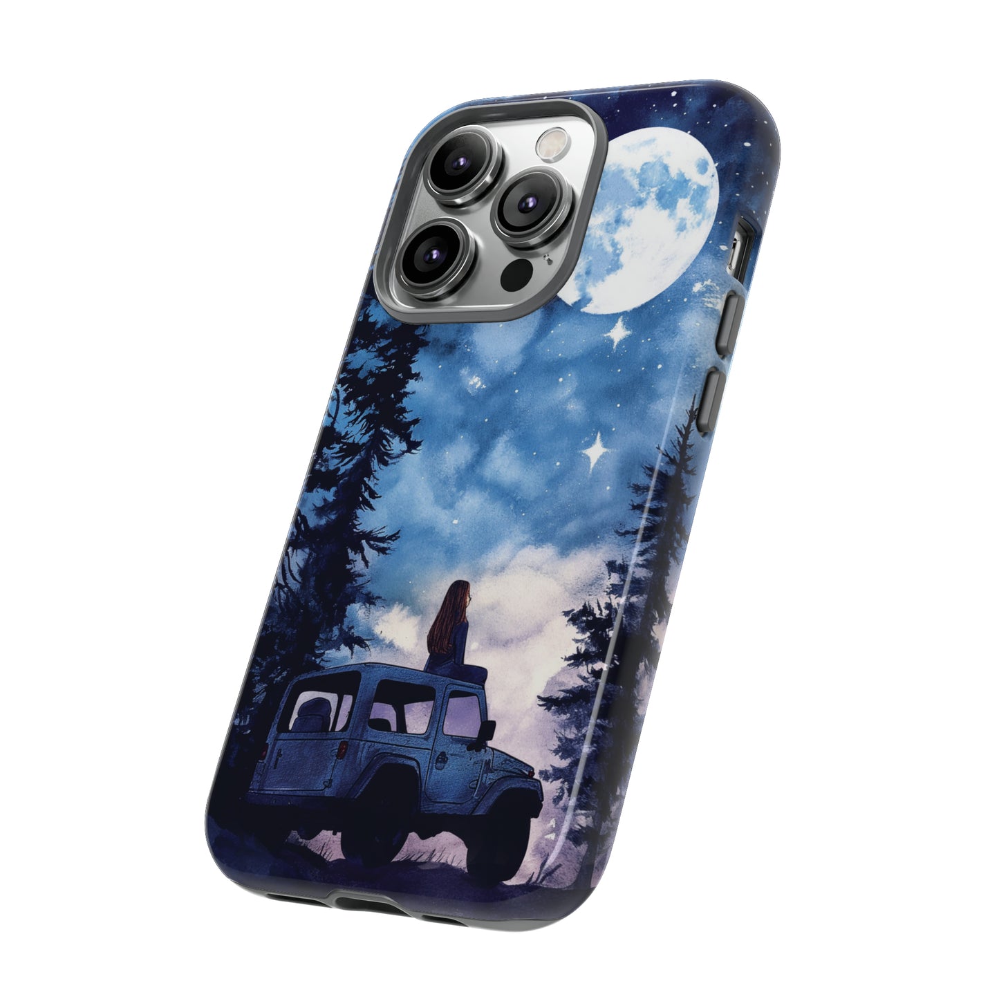 Forest Night Truck-Girl Traveler Watercolor Tough Phone Case