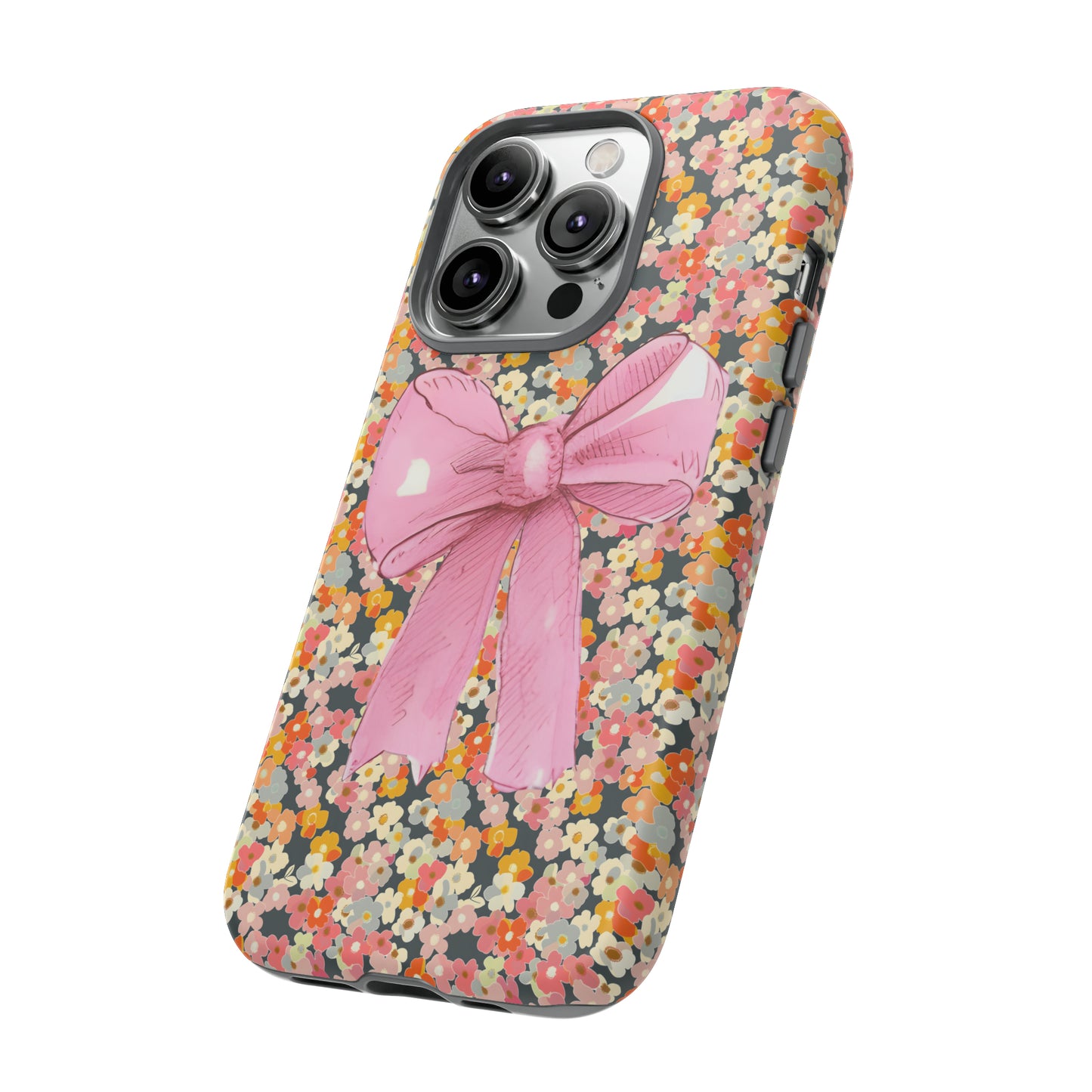 Pink Bow and Flower Pattern Collage Tough Phone Case