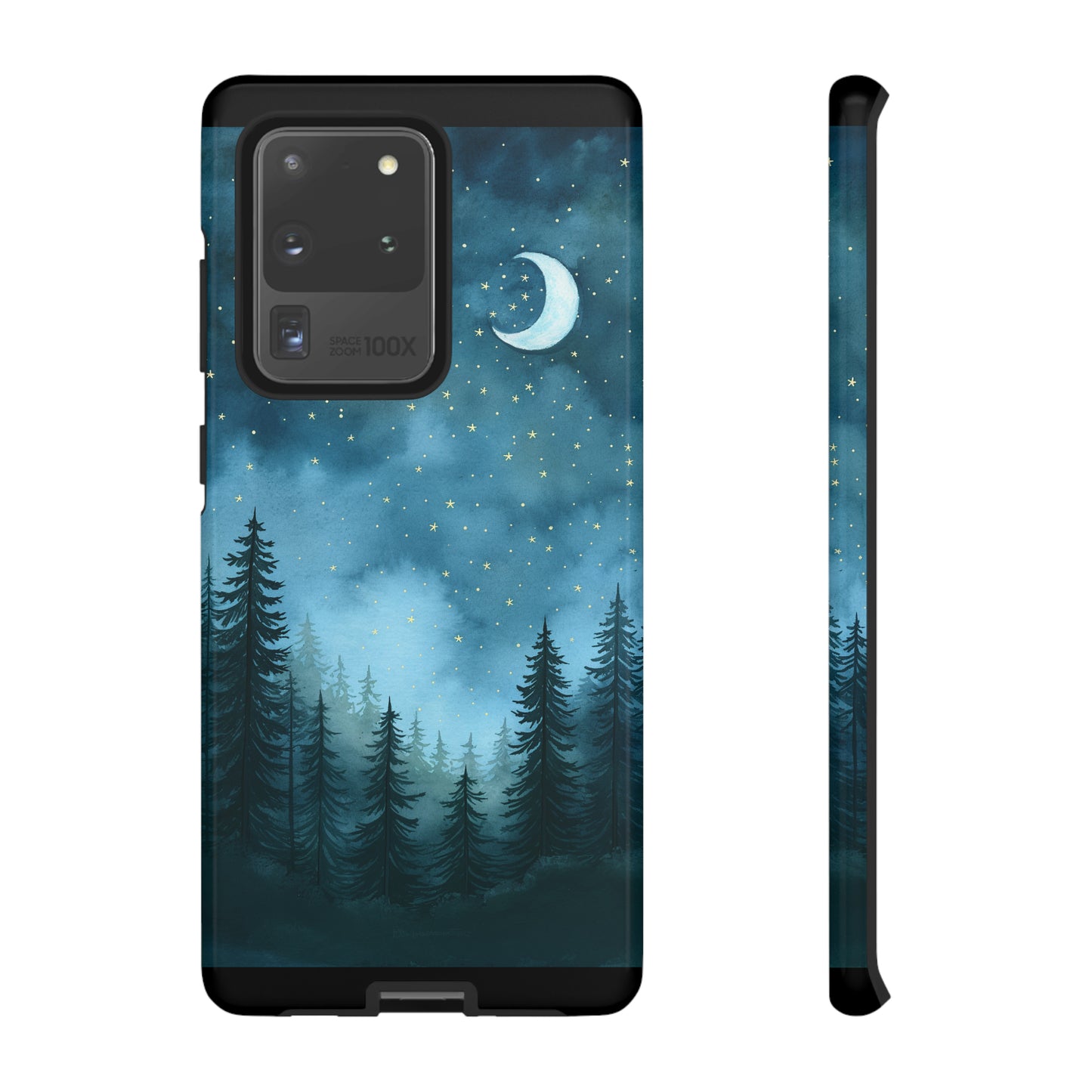 Forest Night Watercolor Tough Phone Case, Outdoors Smartphone Cover