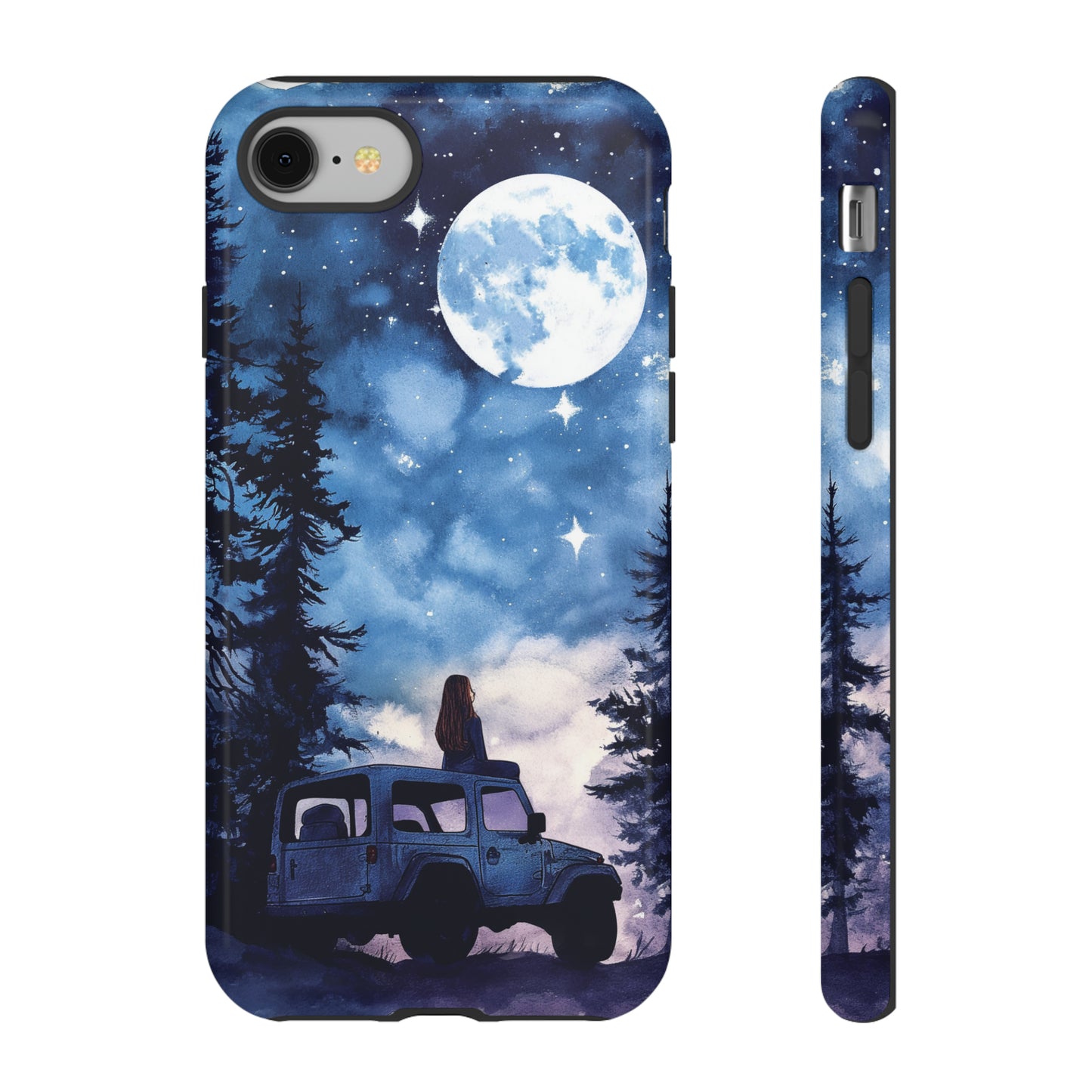 Forest Night Truck-Girl Traveler Watercolor Tough Phone Case