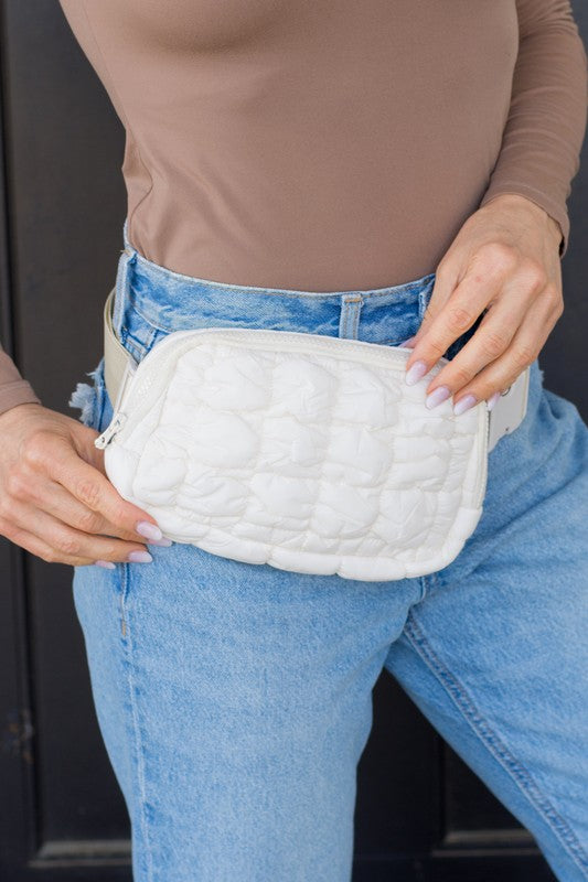 Quilted Preppy Puffer Sling Crossbody Bag