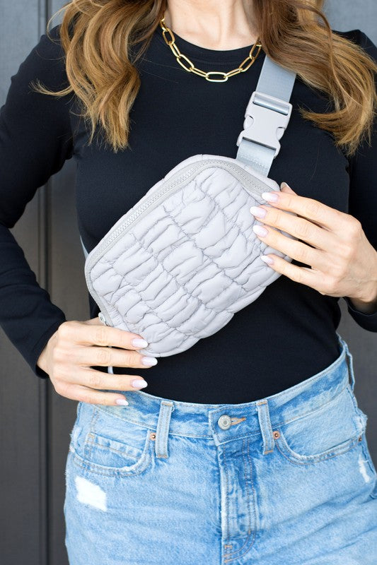 Quilted Preppy Puffer Sling Crossbody Bag