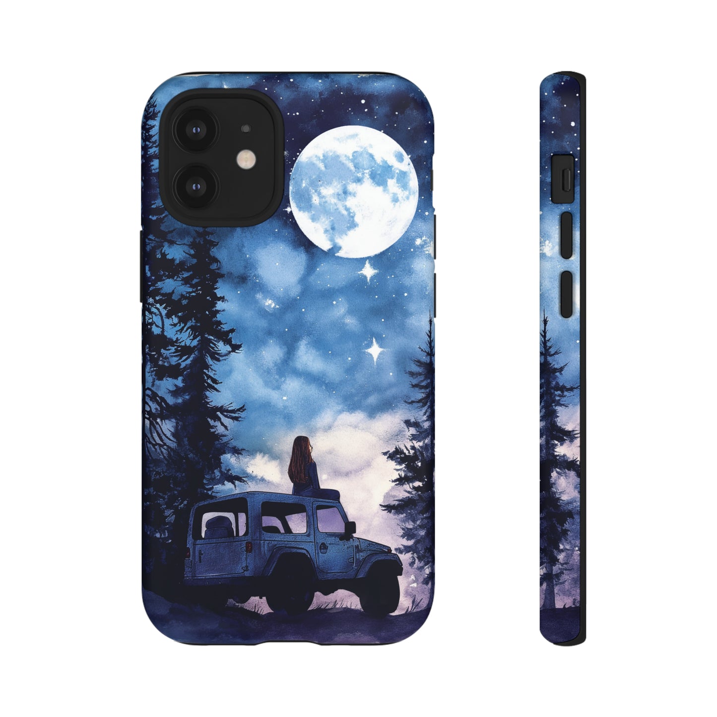 Forest Night Truck-Girl Traveler Watercolor Tough Phone Case