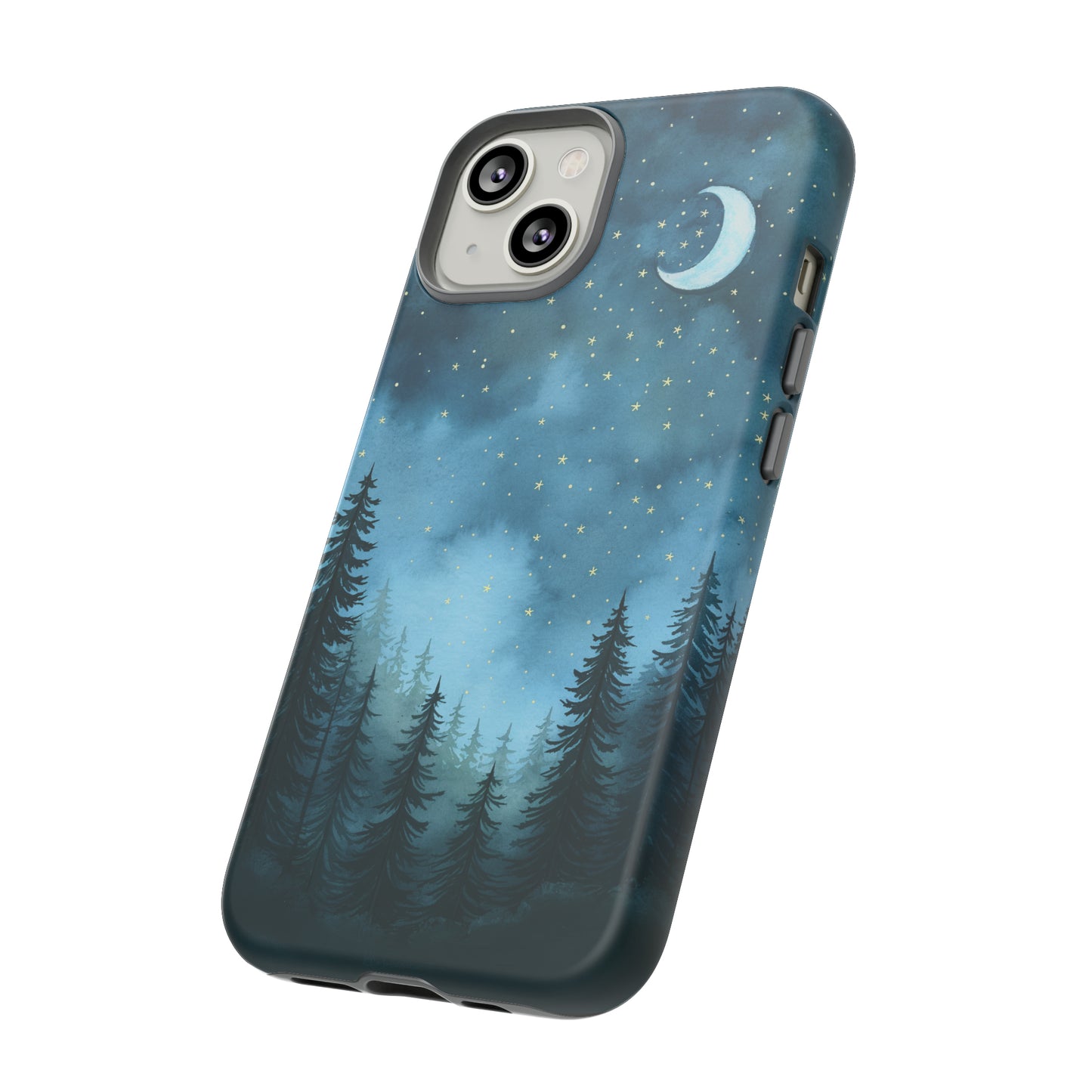 Forest Night Watercolor Tough Phone Case, Outdoors Smartphone Cover