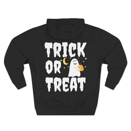 Trick Or Treat Cartoon Ghost Three-Panel Fleece Hoodie