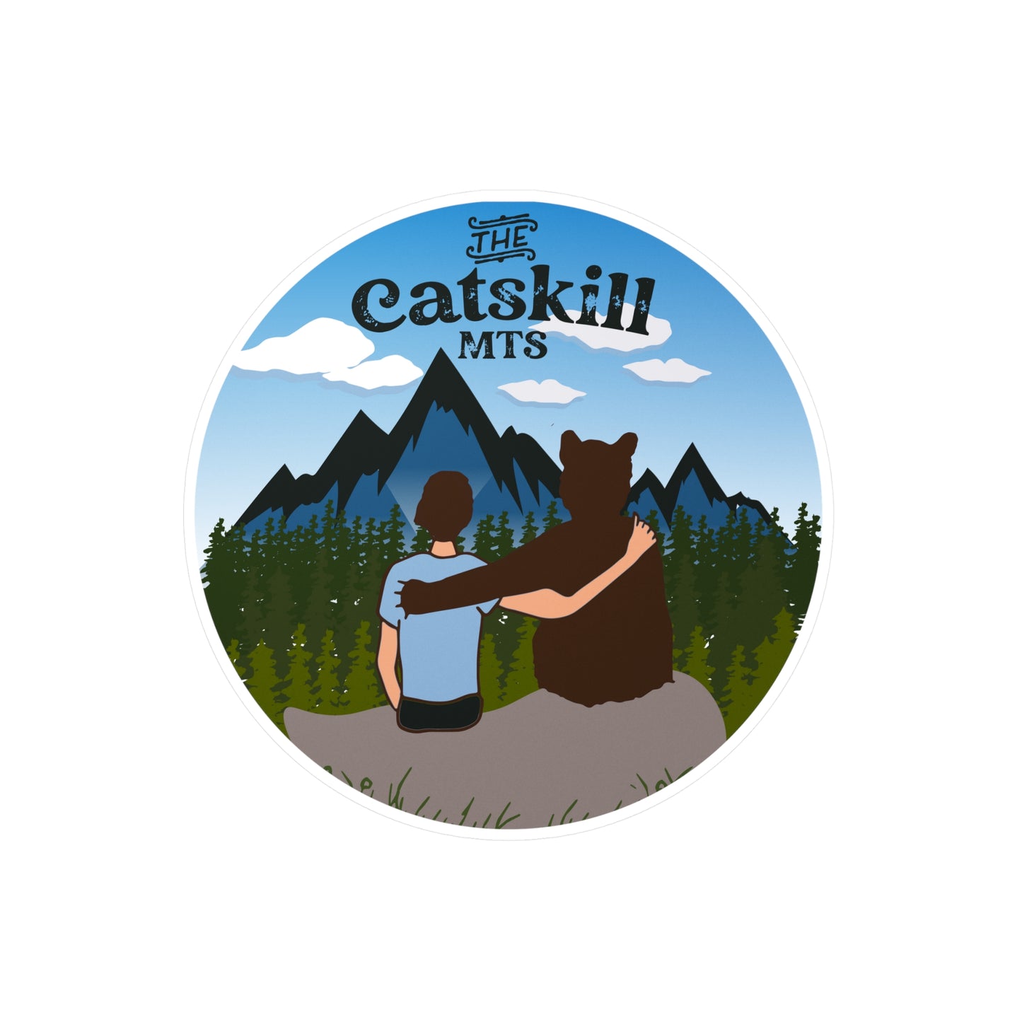 The Catskill Mountains Boy and Bear Circular Vinyl Decal