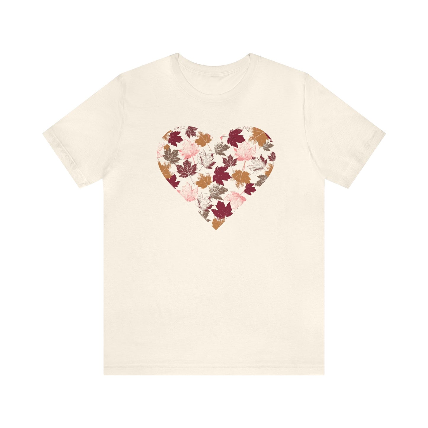 Fall Leaves Filled Heart Unisex Cotton Tee