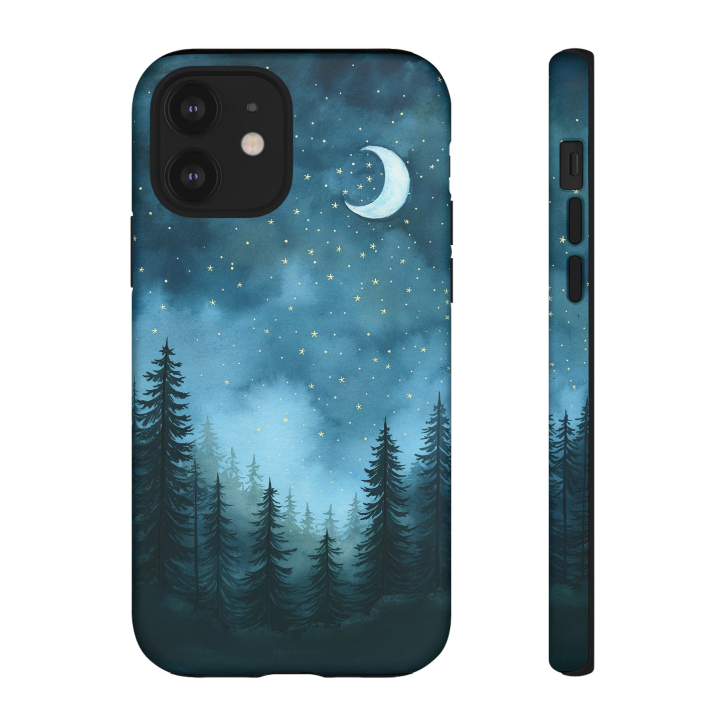 Forest Night Watercolor Tough Phone Case, Outdoors Smartphone Cover