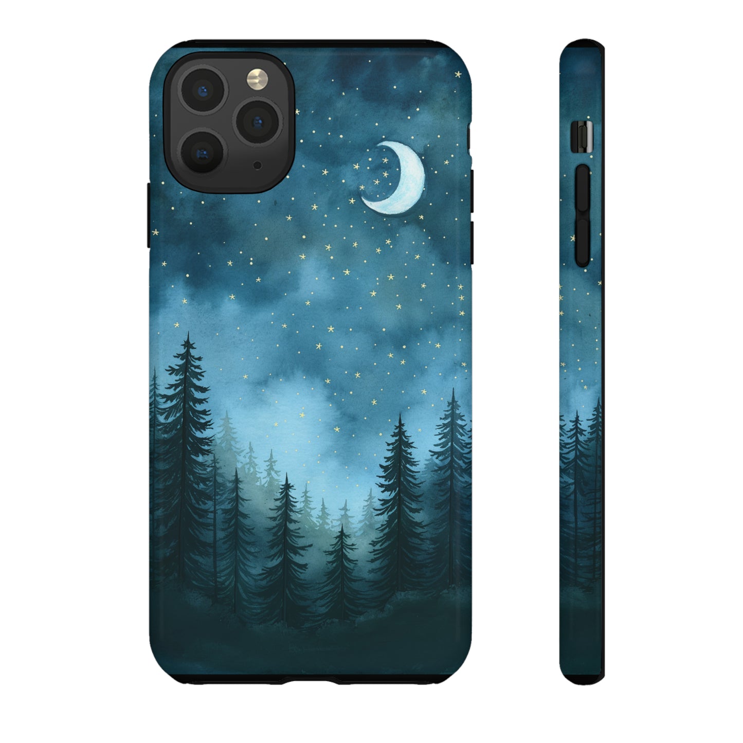 Forest Night Watercolor Tough Phone Case, Outdoors Smartphone Cover