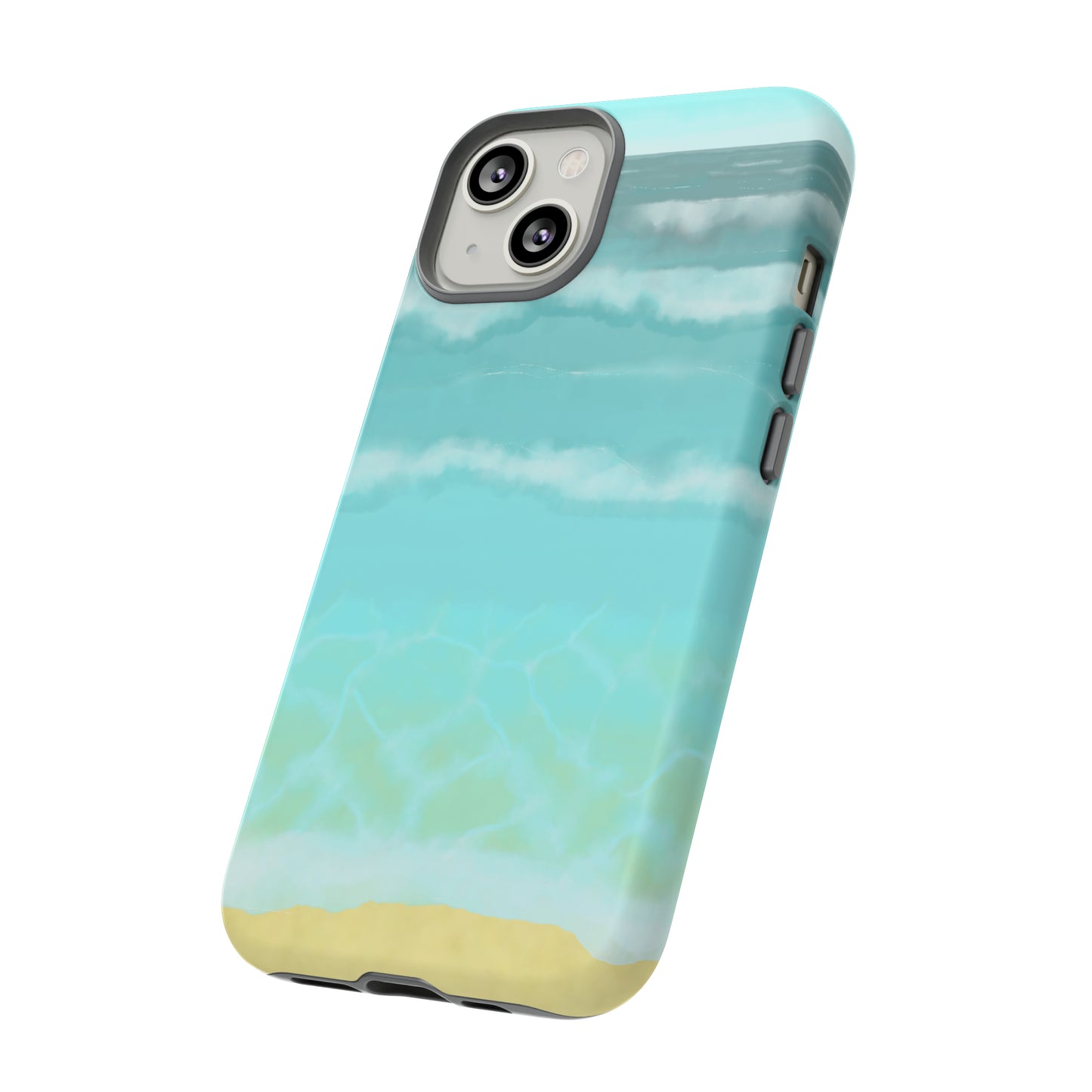 Shoreline Watercolor Ocean Beach Tough Phone Case, Summer Smartphone Cover