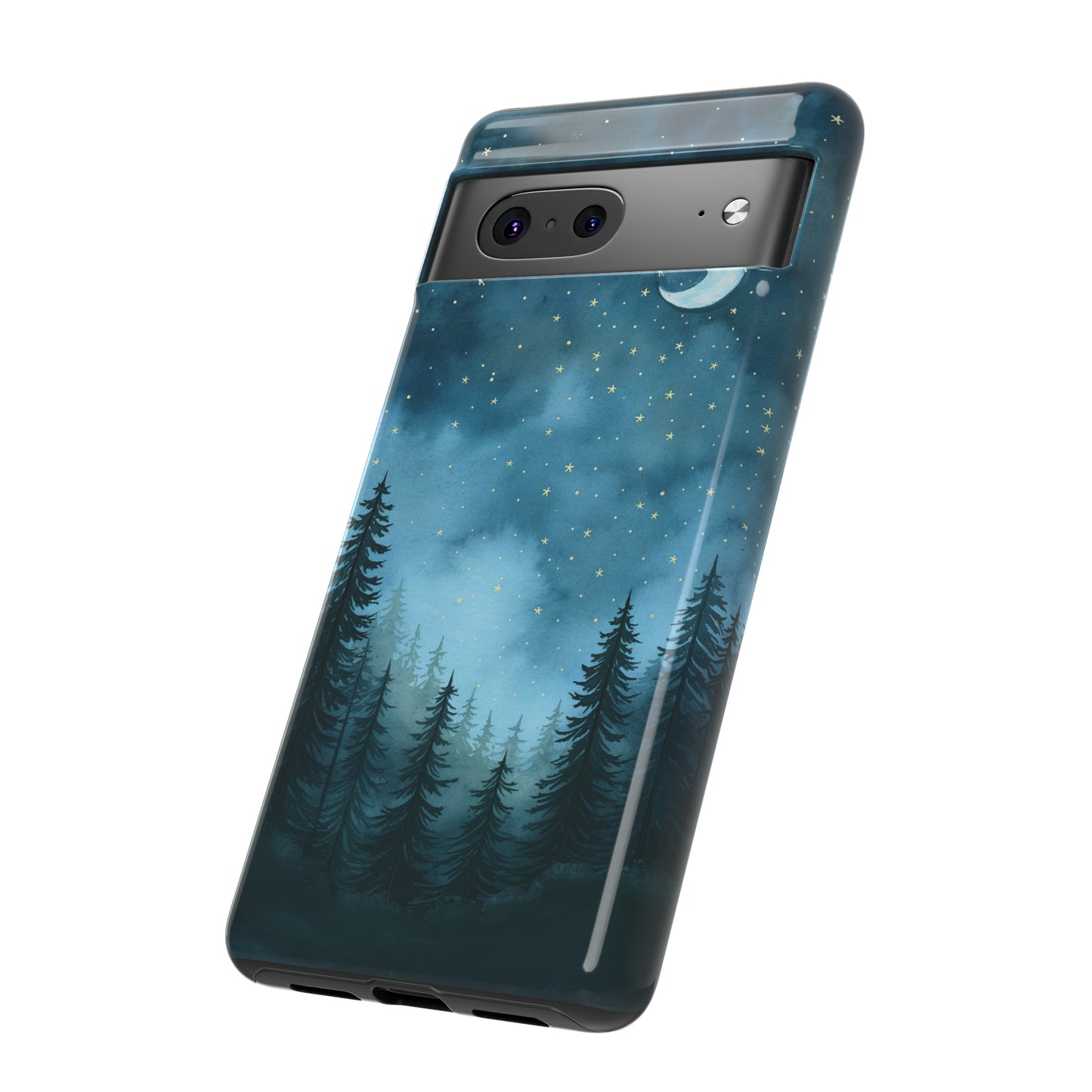 Forest Night Watercolor Tough Phone Case, Outdoors Smartphone Cover