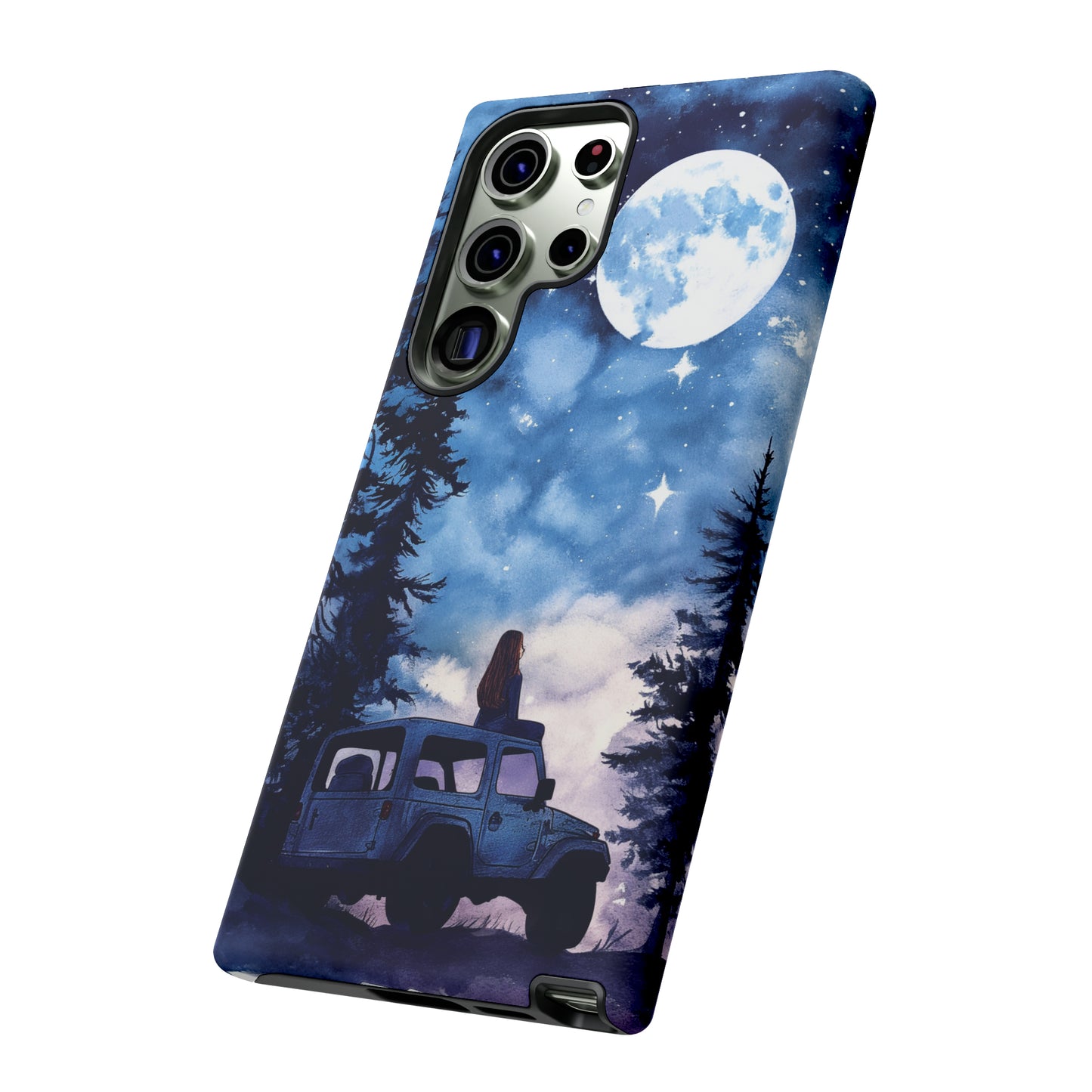 Forest Night Truck-Girl Traveler Watercolor Tough Phone Case