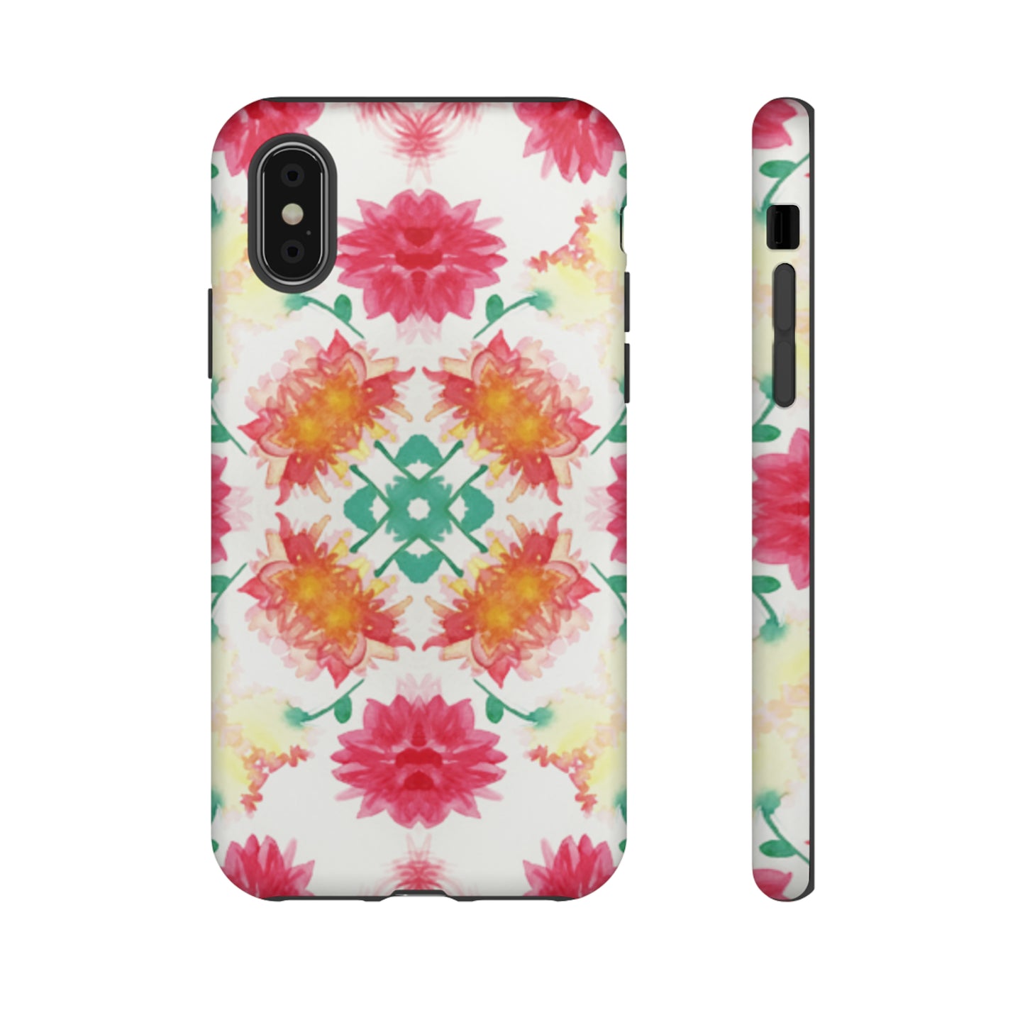 Sweet Magnolia Watercolor Tough Phone Case, Pink/Red Floral Smartphone Cover