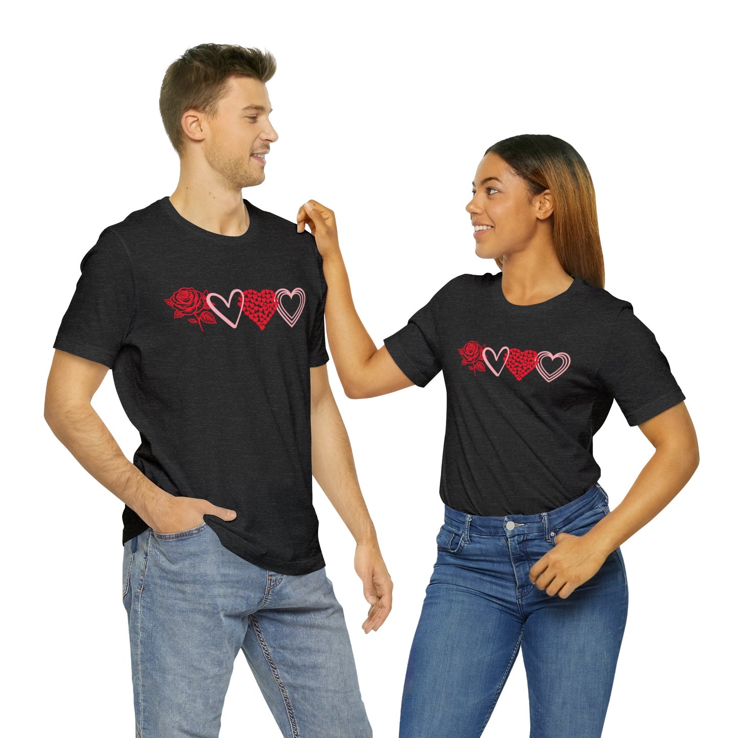 Valentine Rosey Hearts Unisex Jersey Short Sleeve T-Shirt