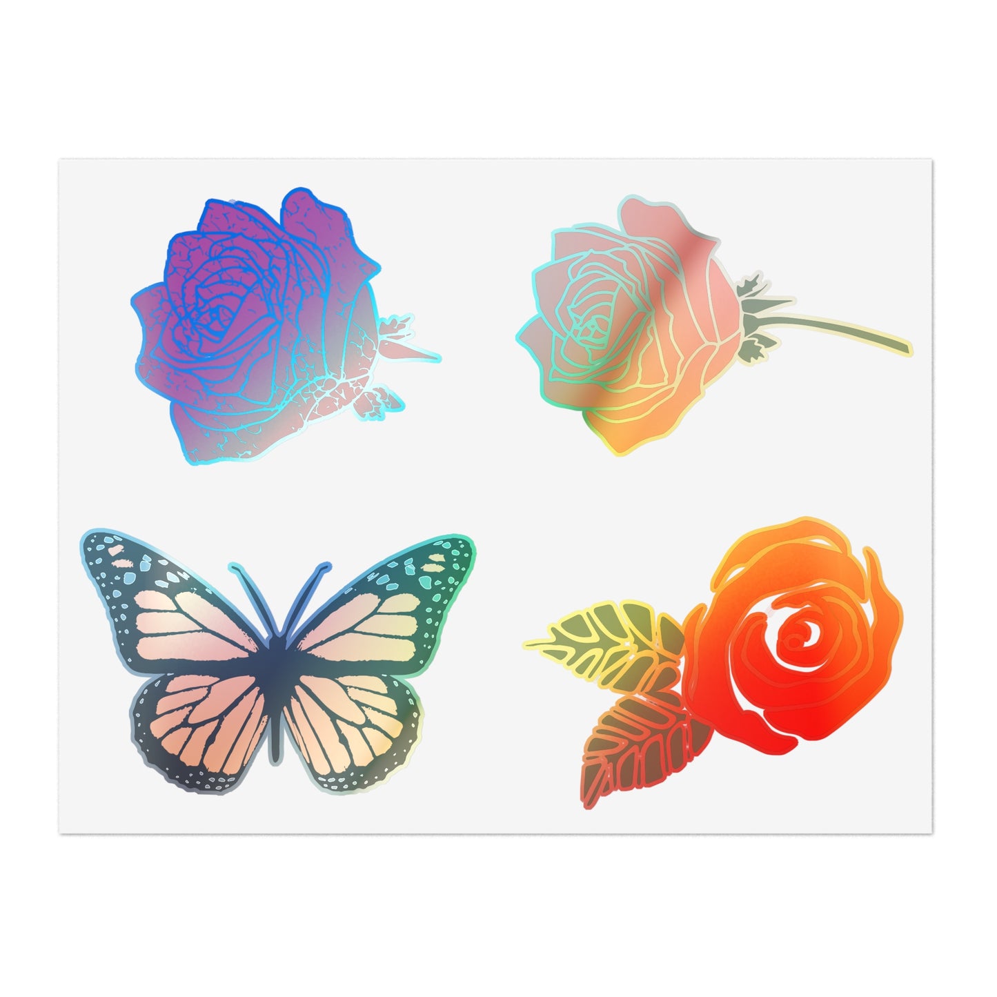 Red Roses and Monarch Butterfly Sticker Sheet