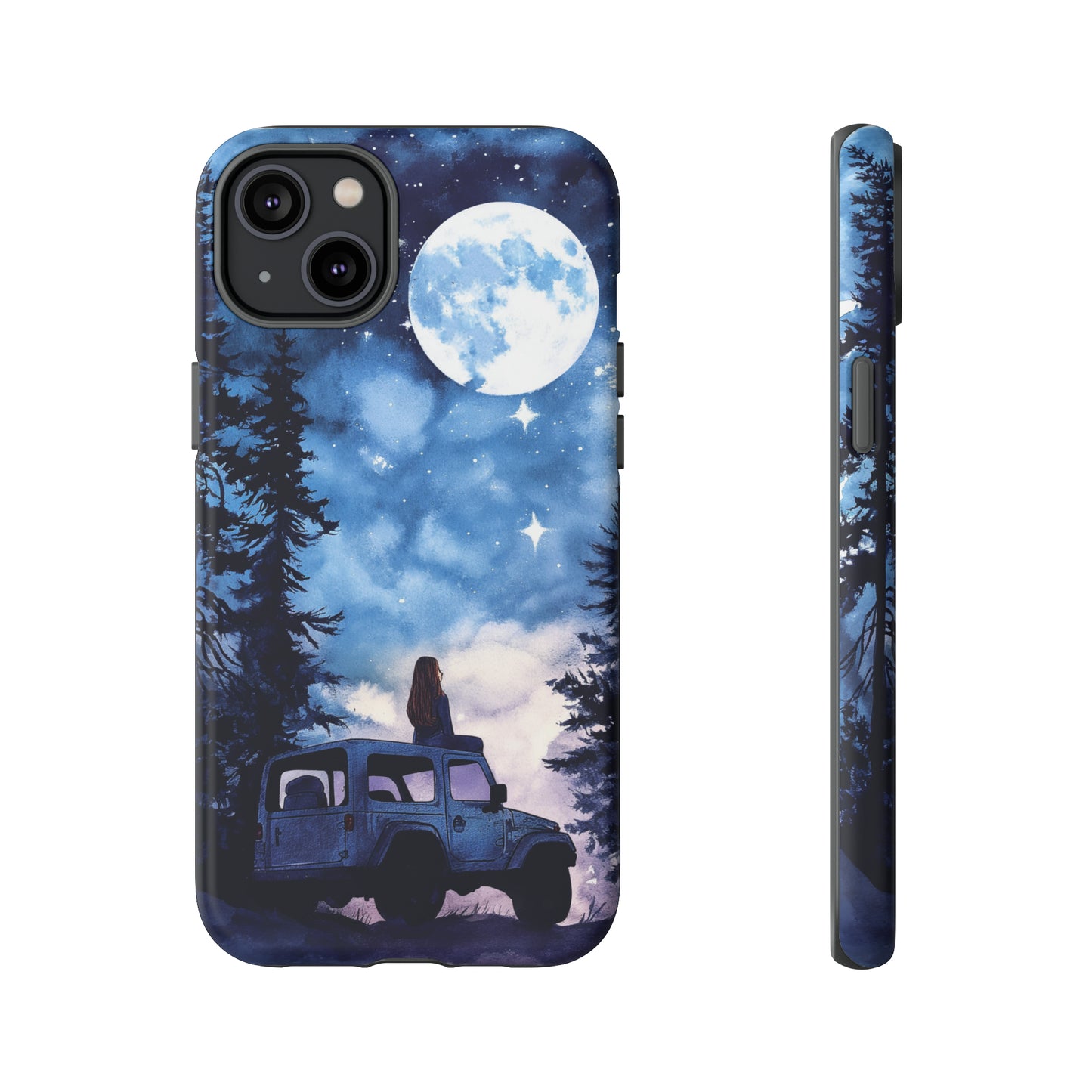 Forest Night Truck-Girl Traveler Watercolor Tough Phone Case