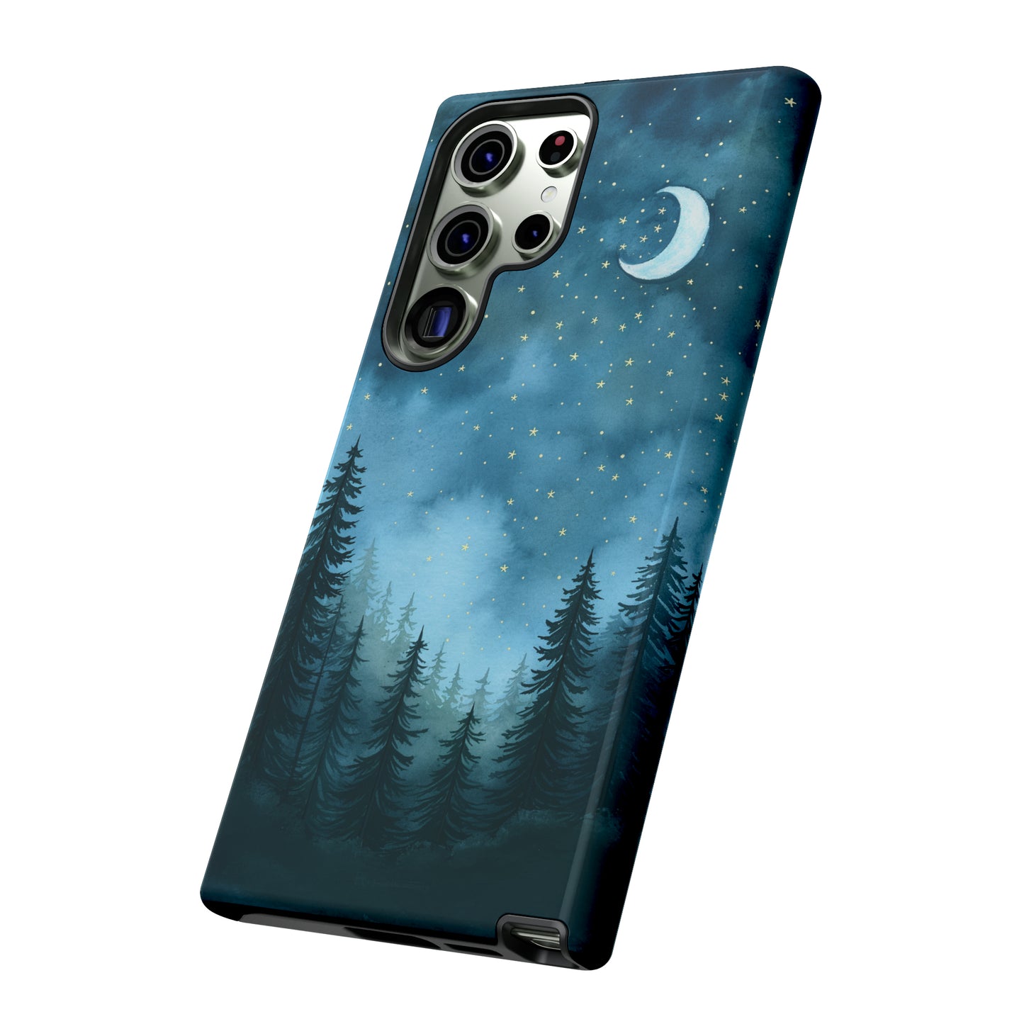 Forest Night Watercolor Tough Phone Case, Outdoors Smartphone Cover