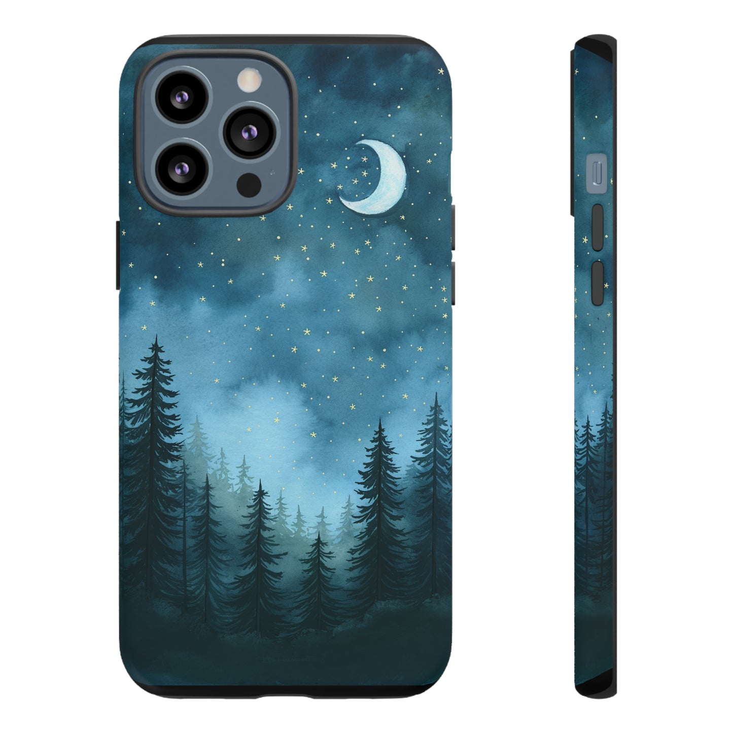 Forest Night Watercolor Tough Phone Case, Outdoors Smartphone Cover