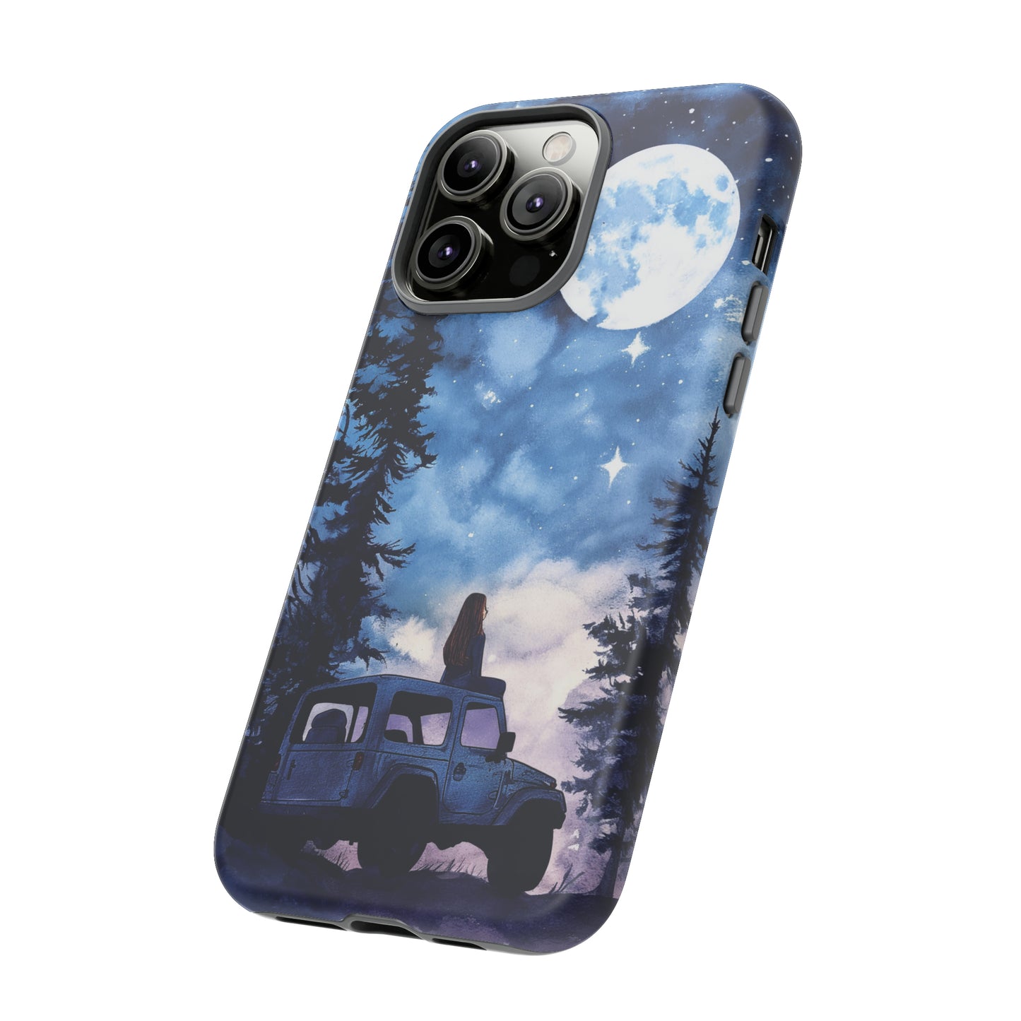 Forest Night Truck-Girl Traveler Watercolor Tough Phone Case