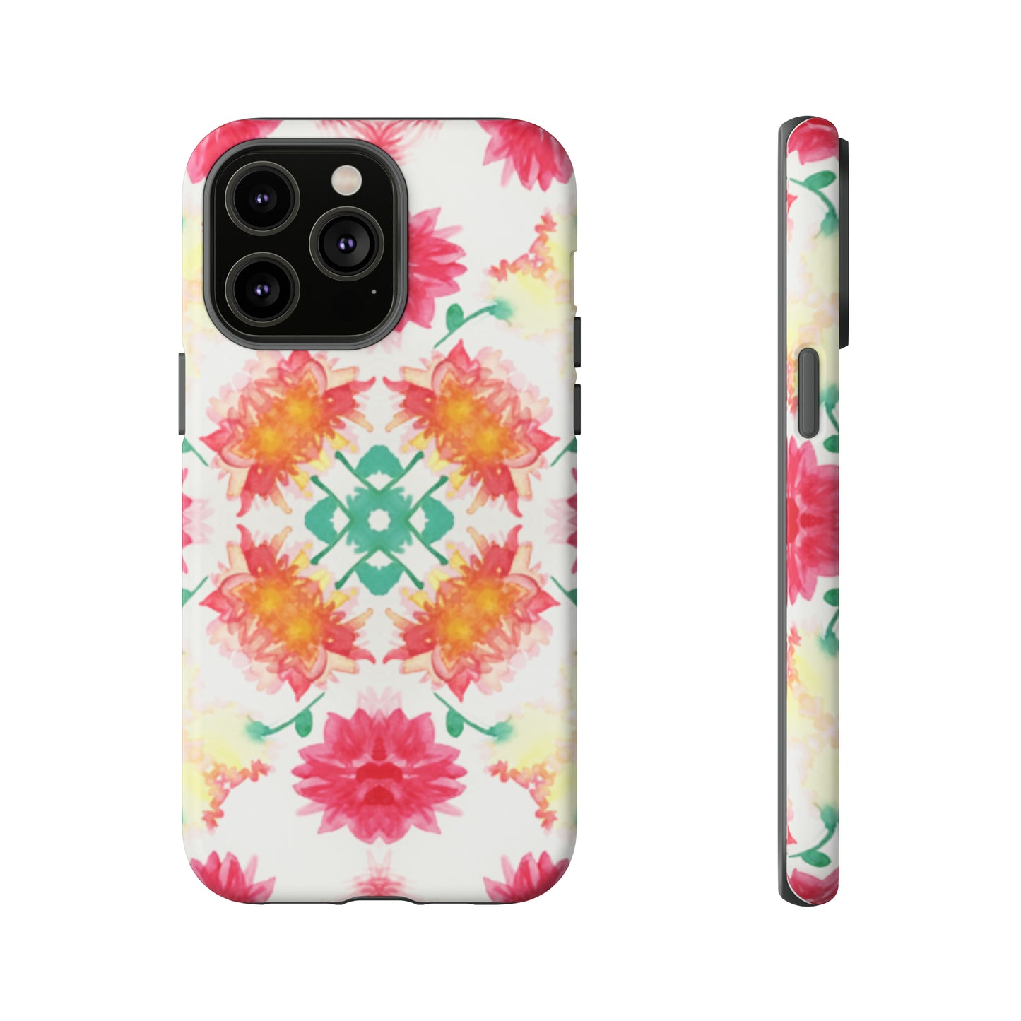 Sweet Magnolia Watercolor Tough Phone Case, Pink/Red Floral Smartphone Cover