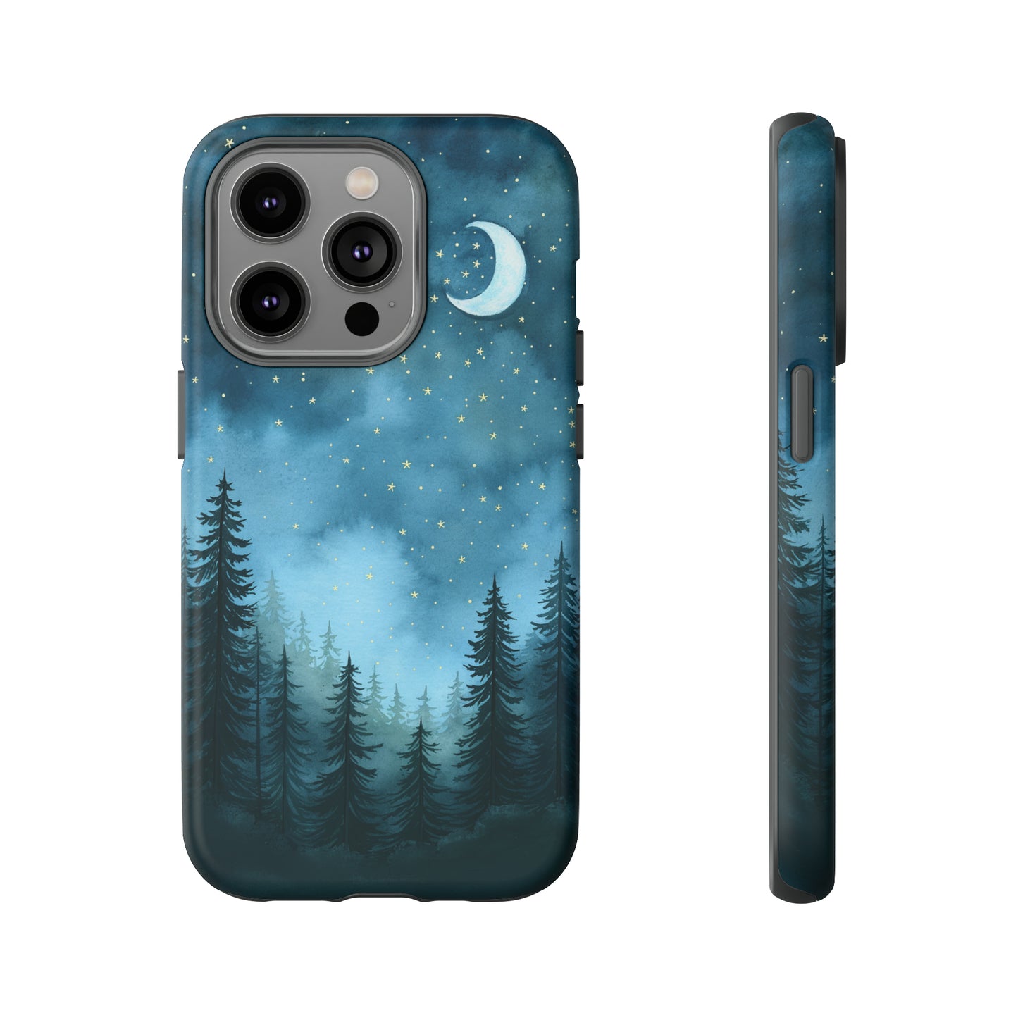 Forest Night Watercolor Tough Phone Case, Outdoors Smartphone Cover