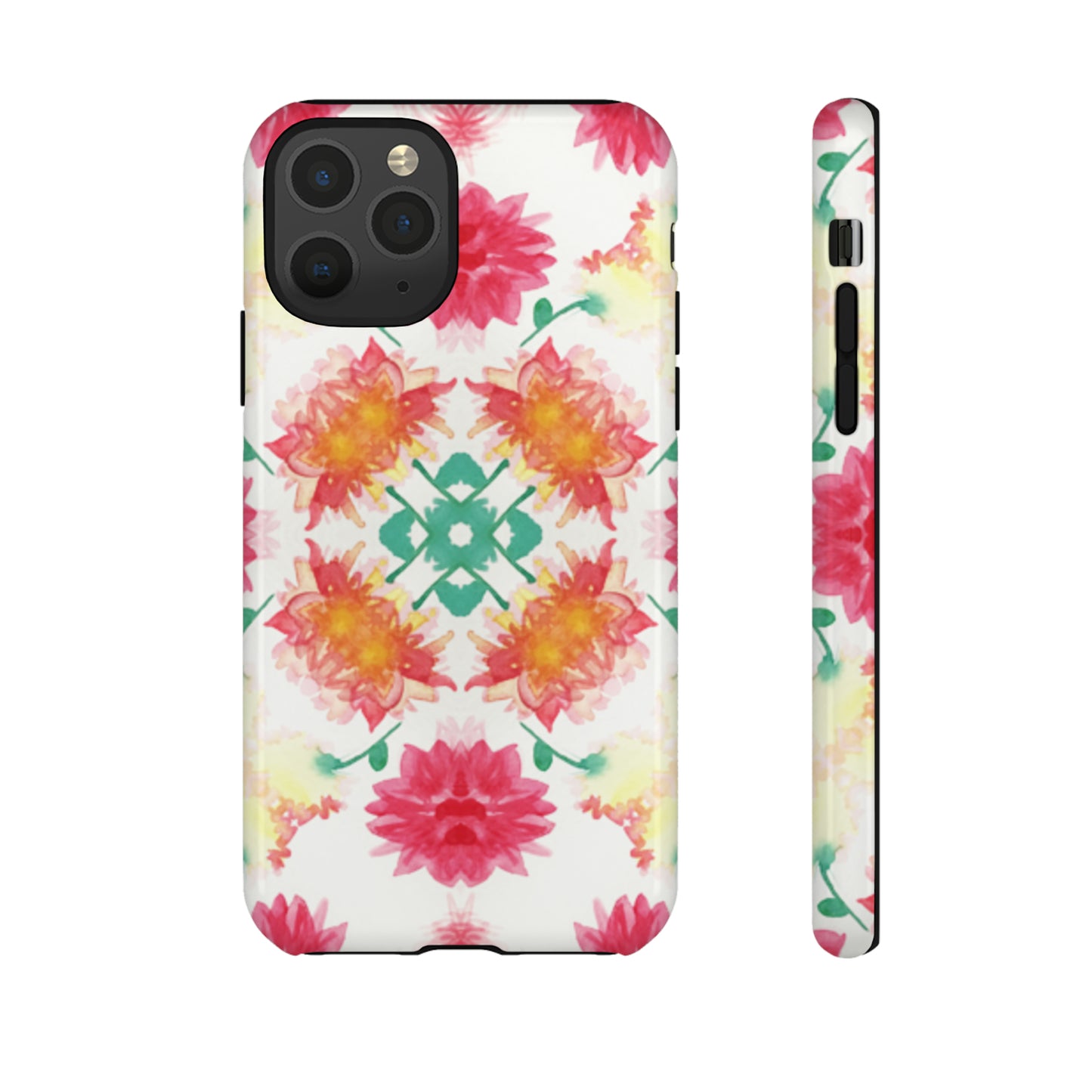 Sweet Magnolia Watercolor Tough Phone Case, Pink/Red Floral Smartphone Cover