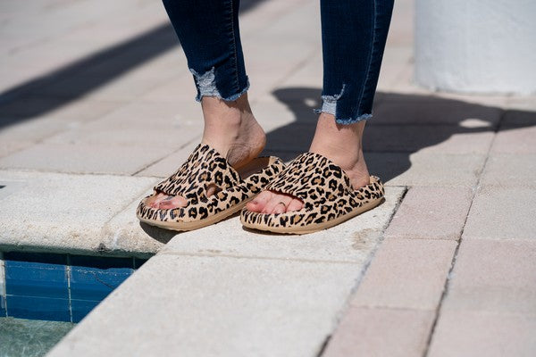 Brown Leopard Comfy Slides Sandals