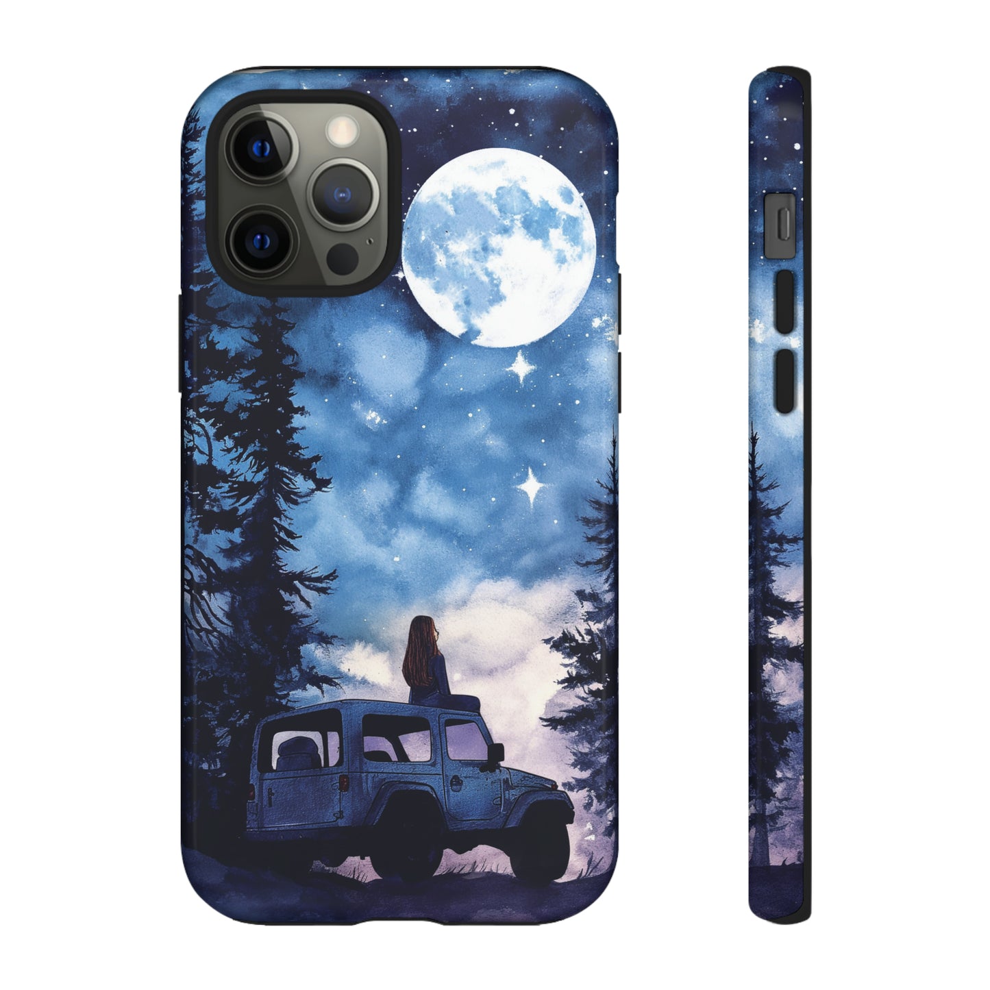 Forest Night Truck-Girl Traveler Watercolor Tough Phone Case